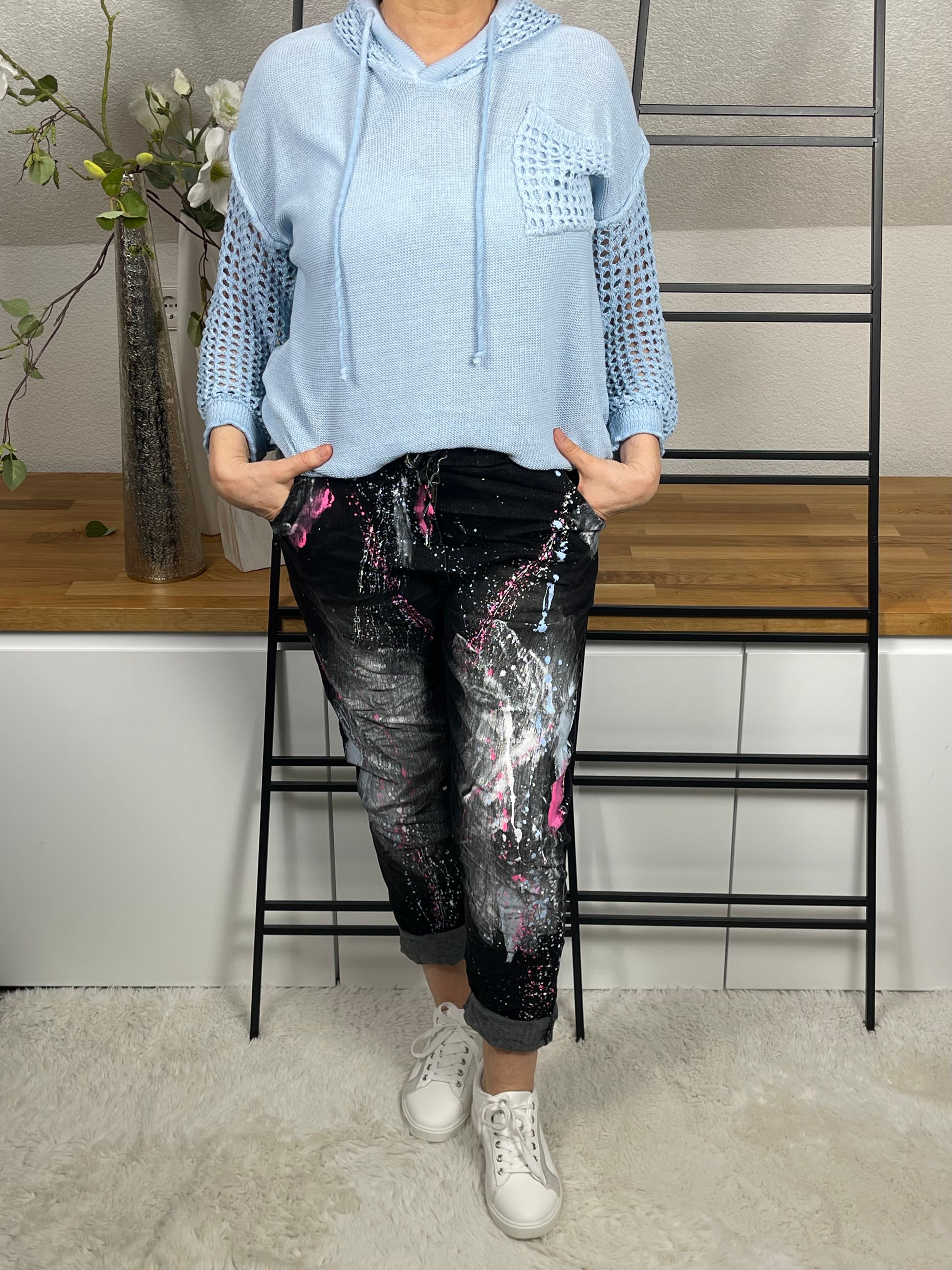 !!!!KEINE RETOURE MÖGLICH!!!! Damen - Hoodie mit Lochmuster Einheitsgrösse Gr. 38 - 46 in 4 Farben