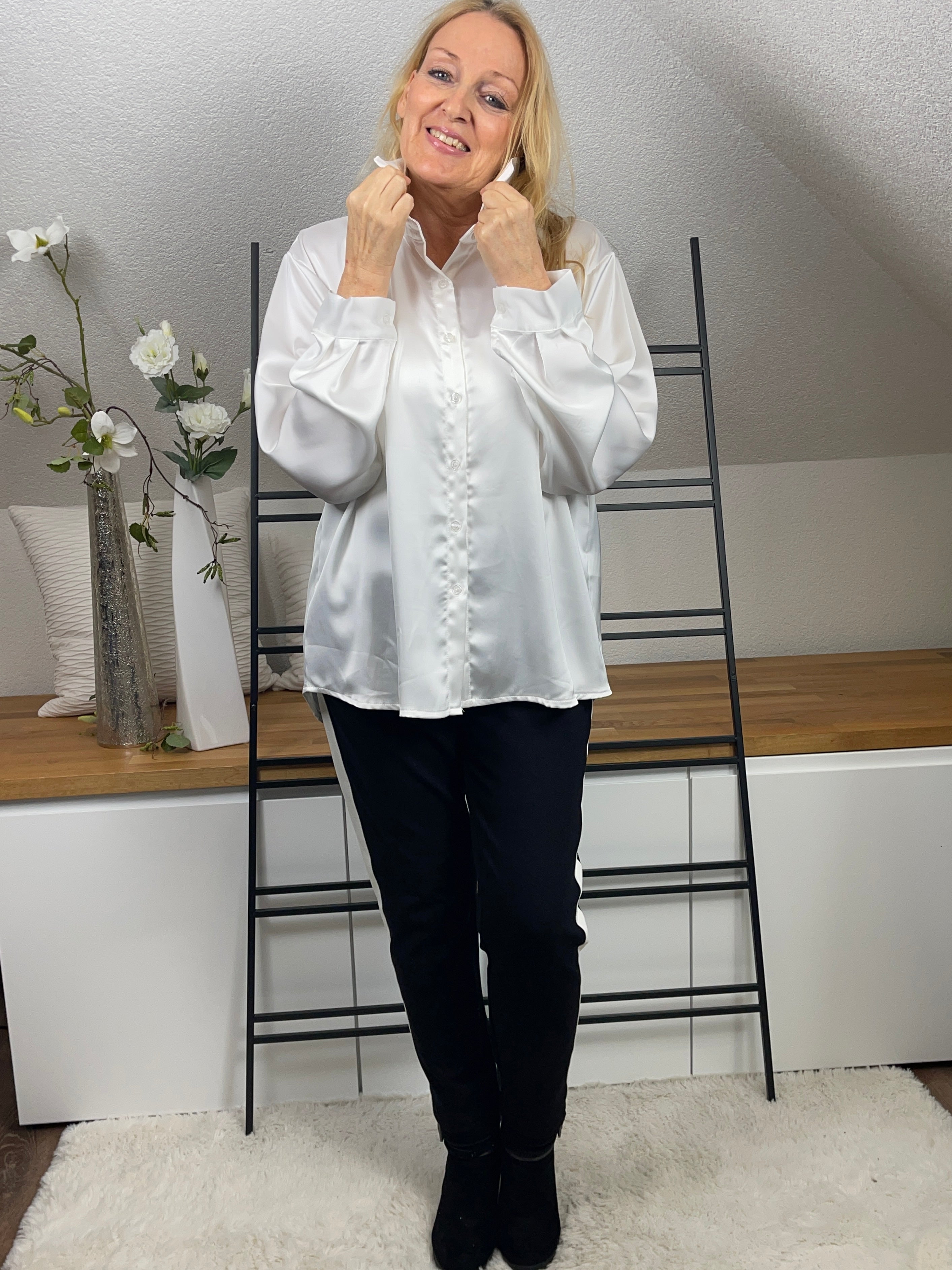 Glanz - Bluse mit Seide in 3 Farben