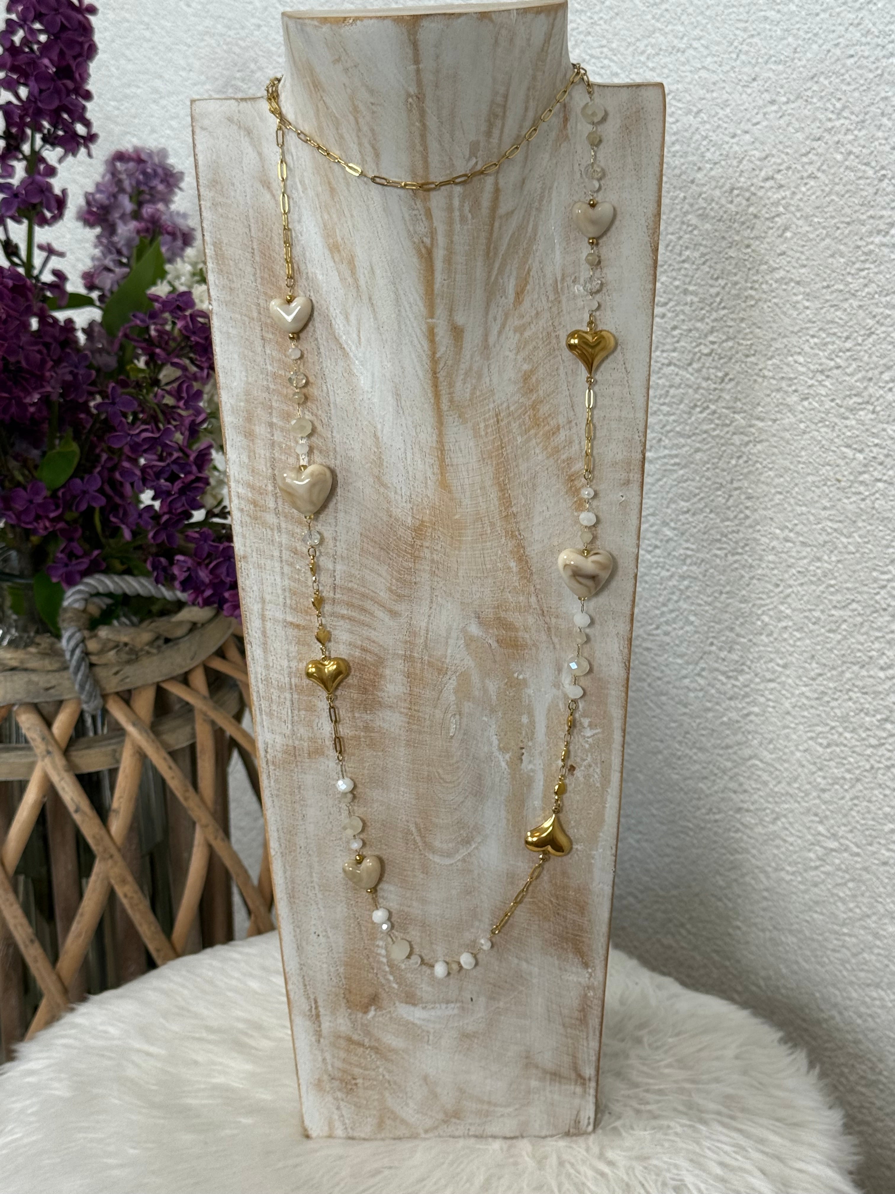 Lange Edelstahl - Glieder - Kette „Herzle“ in 3 Farben
