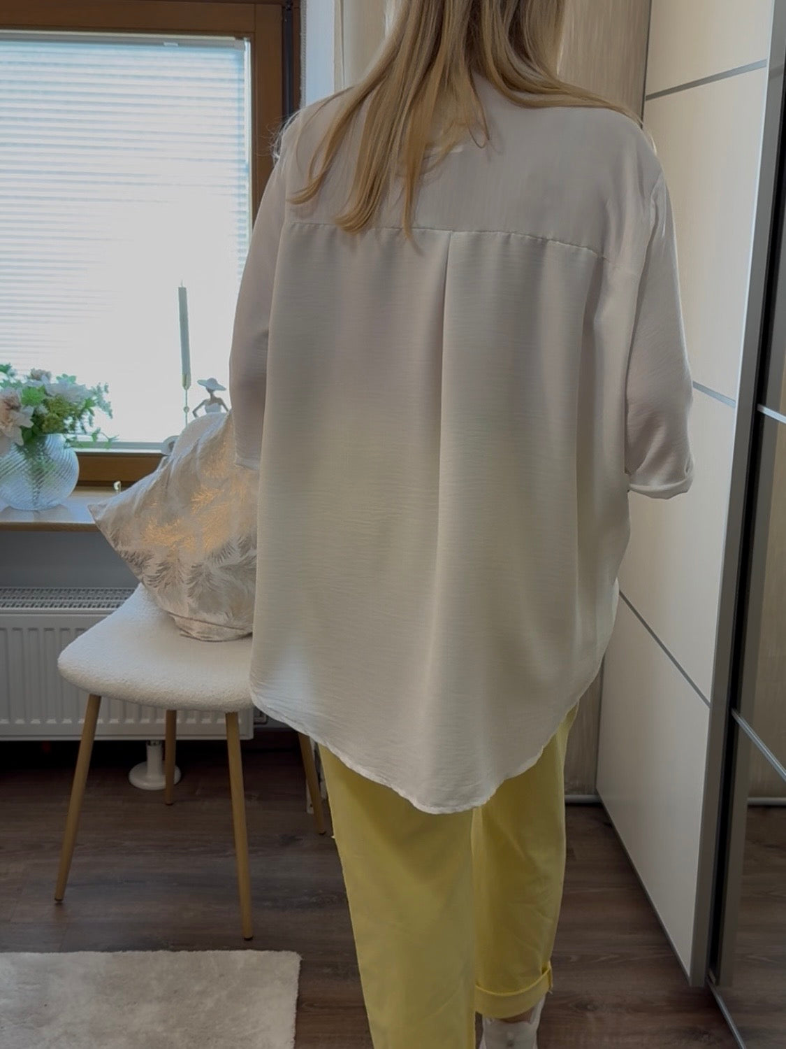 Longbluse mit 3/4 Arm in weiß