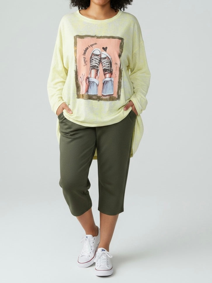 Long - Shirt „Sneaker“ in vanille
