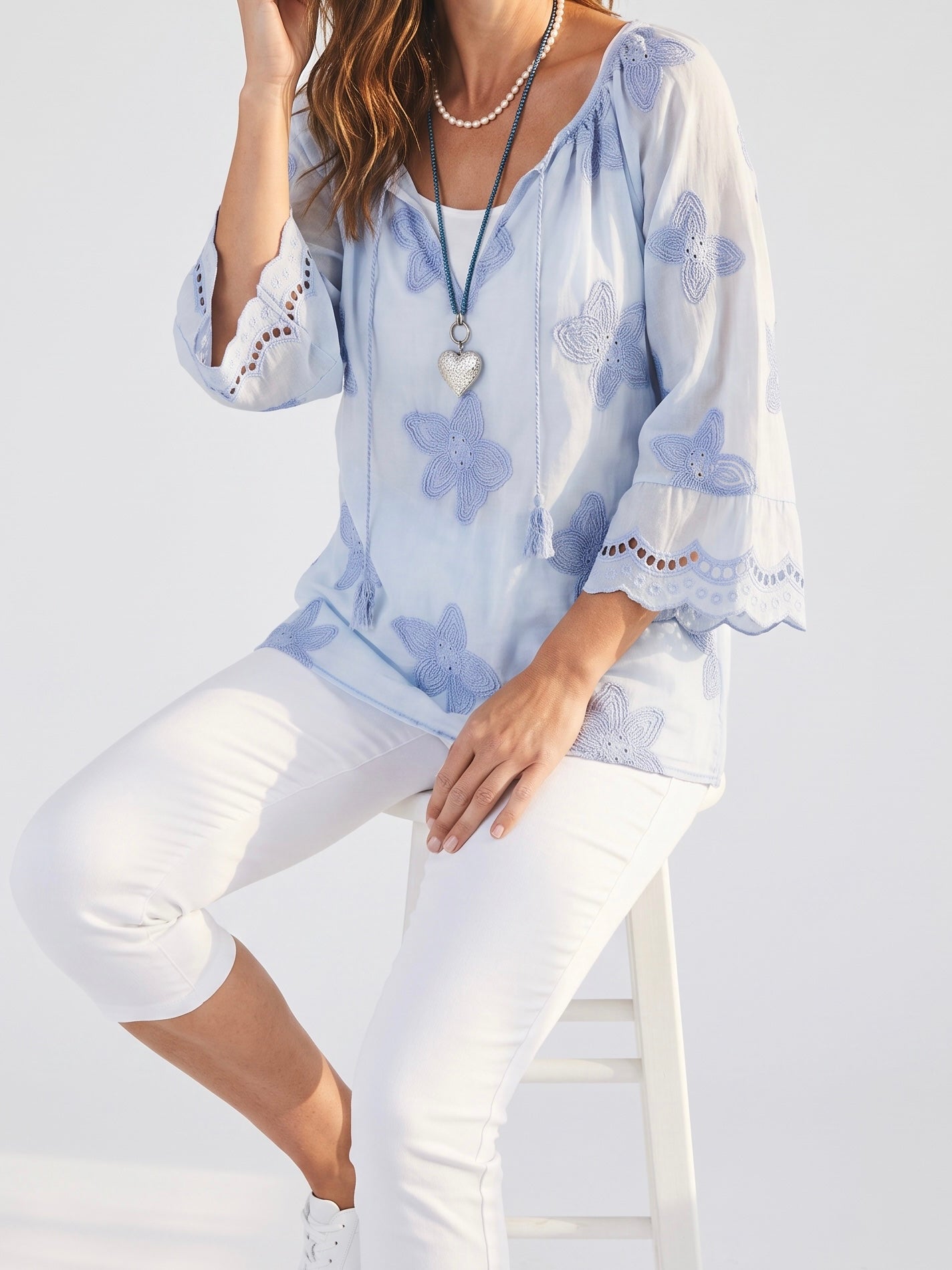 Tunika „Flower“ Einheitsgröße in jeansblau