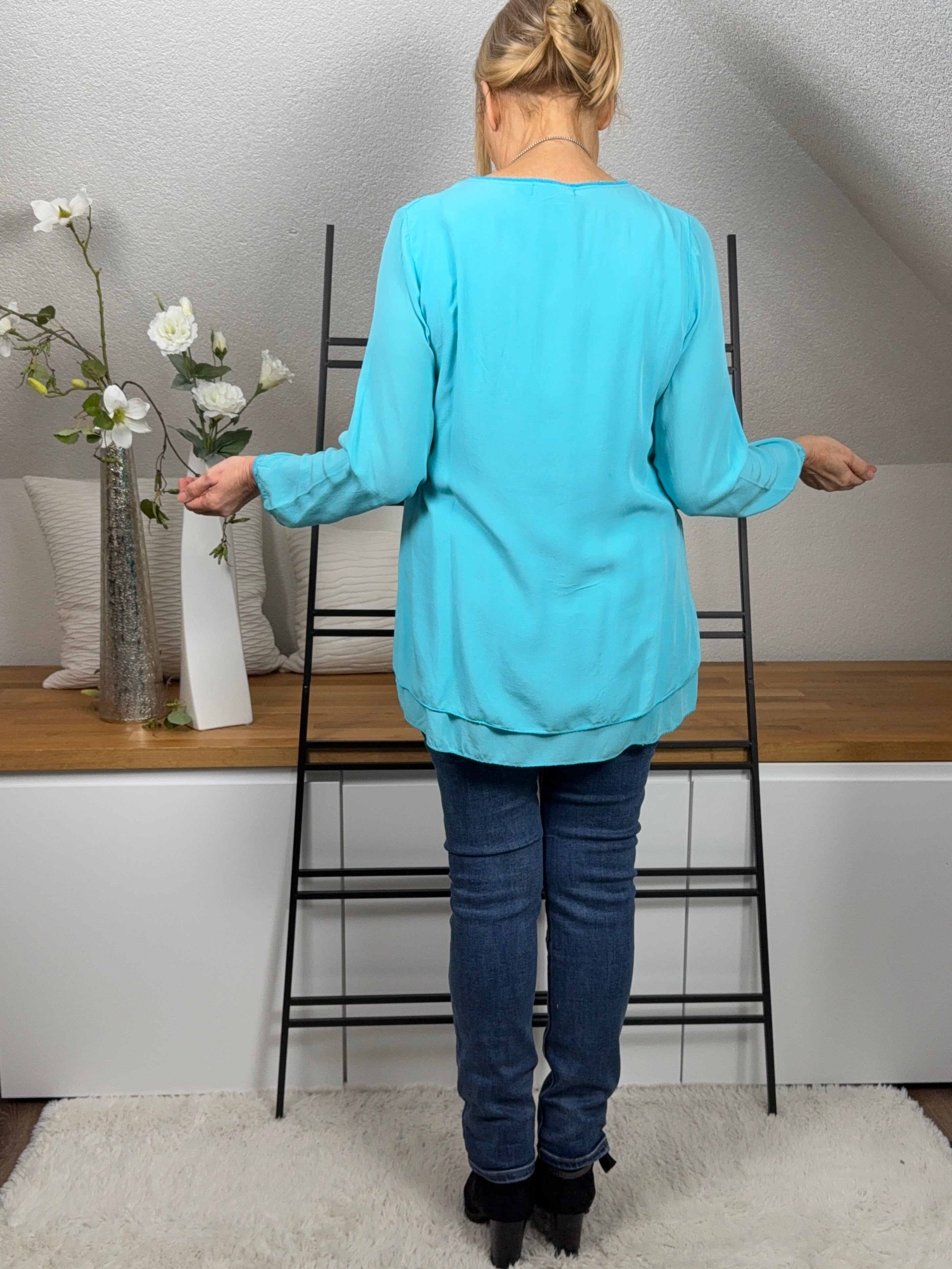 Schicke Damen - Lagen - Bluse Einheitsgröße Gr. 38 - 46 in 4 Farben