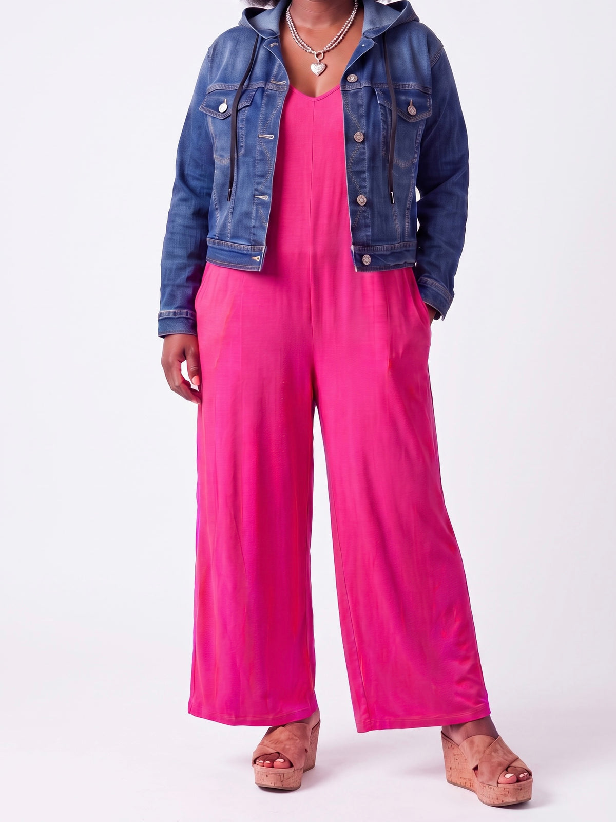 Kurze Jeans - Jacke mit Kapuze in blau