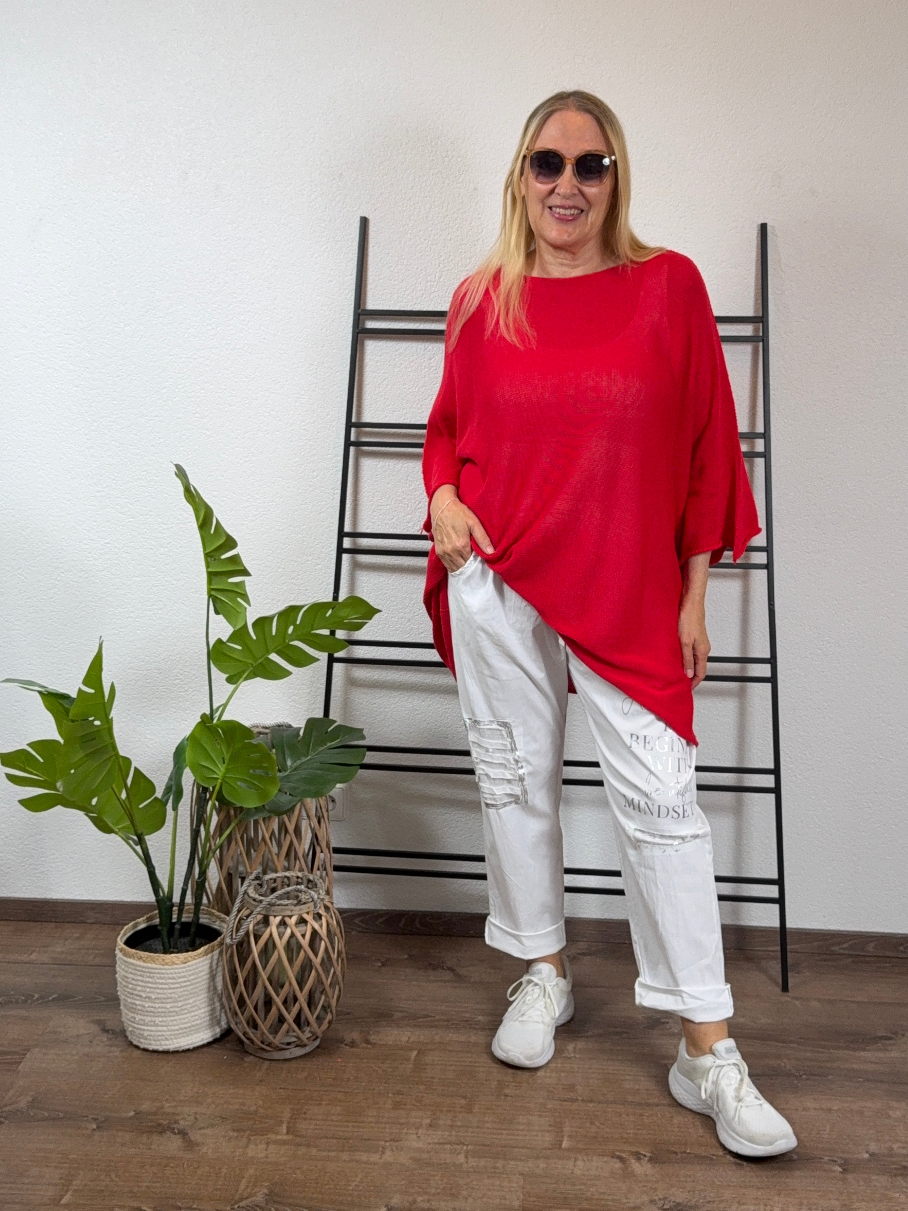 Weiter super leichter Feinstrick Pullover mit 3/4 Arm in 11 Farben