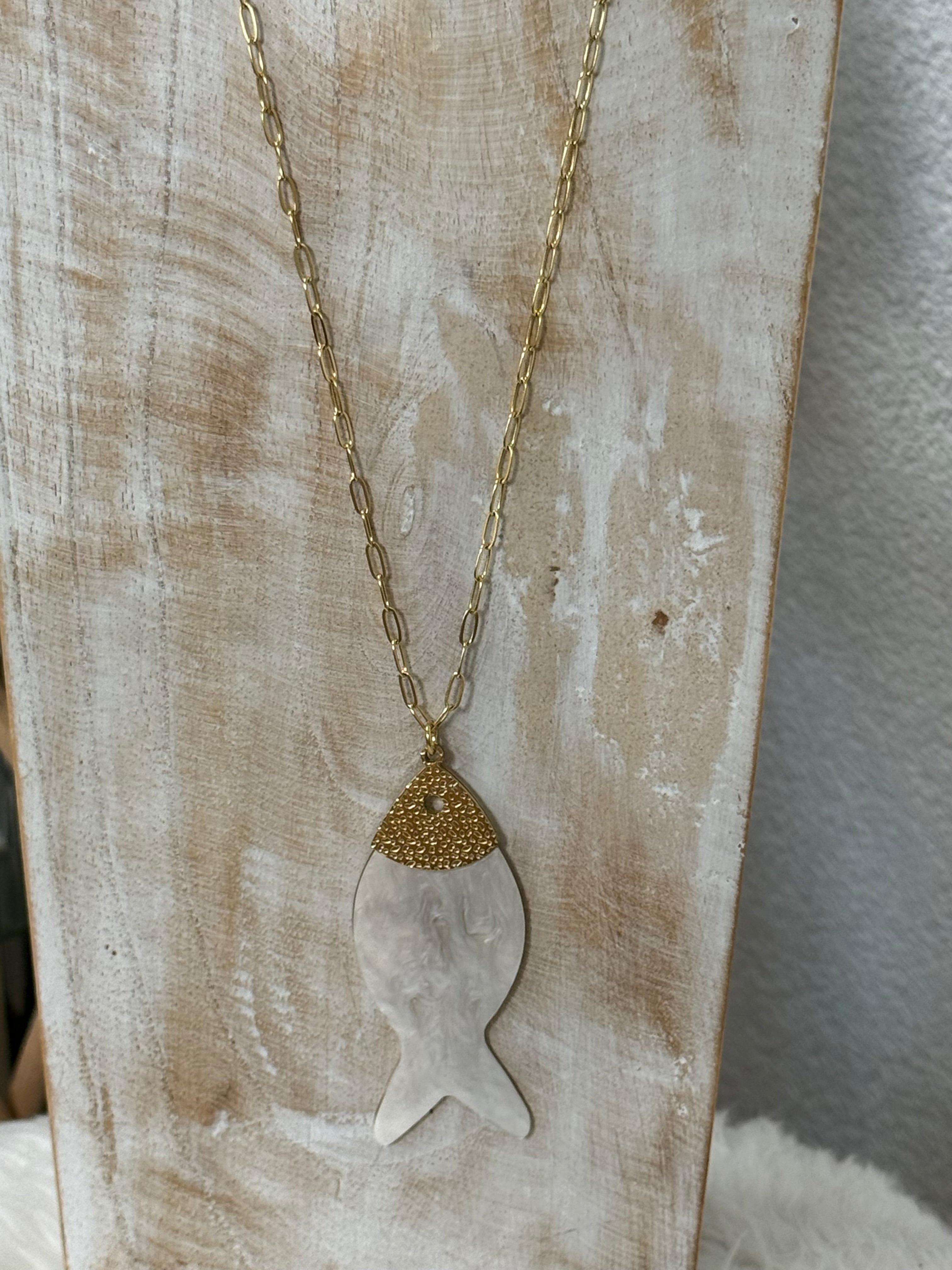 Lange maritime Edelstahl - Glieder - Kette „Fisch“ in 2 Farben