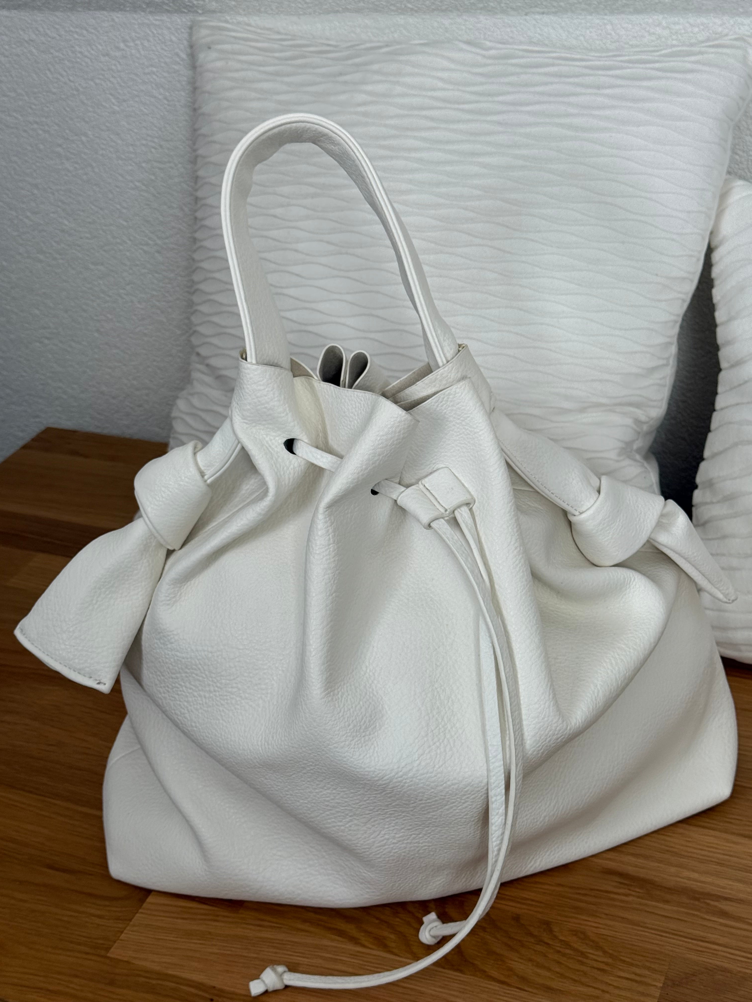 2 tlg. Knautsch Tasche in weiß