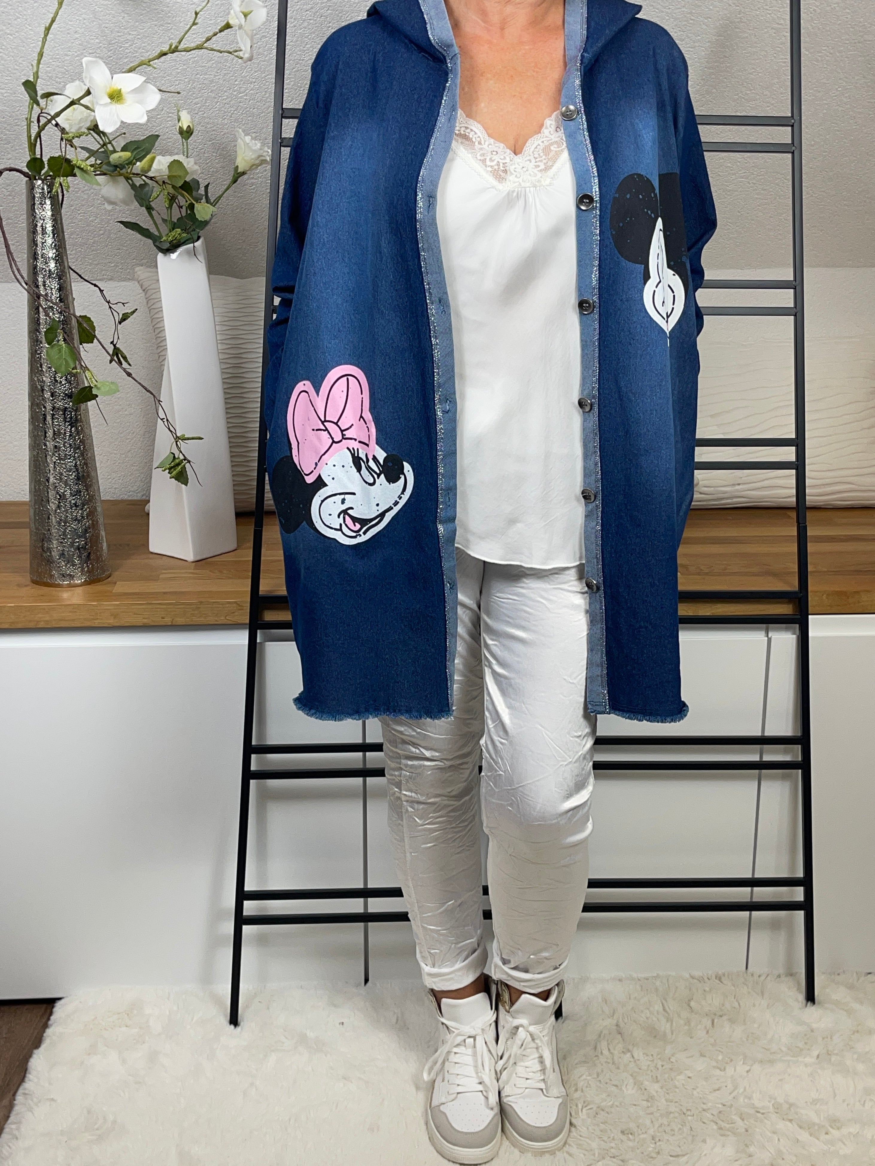 Leichter Damen - Mantel „Mickey - Minney Mouse“ Einheitsgröße Gr. 40 - 48 in blau