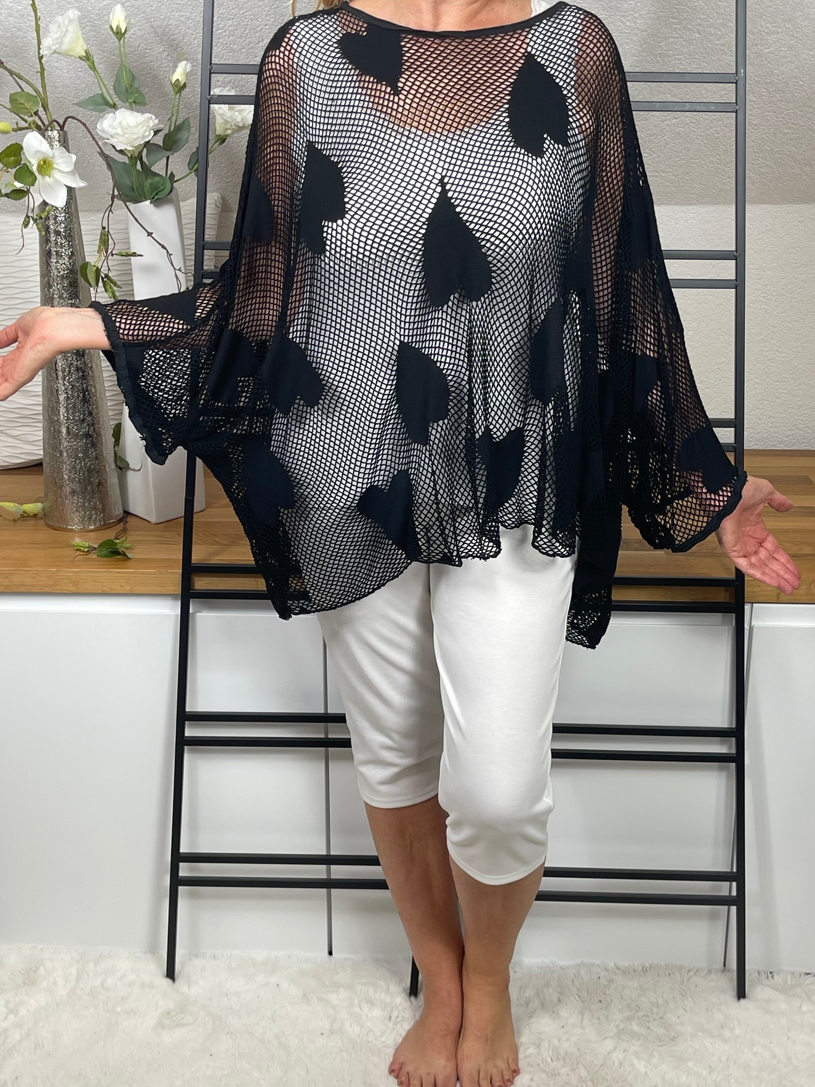 Damen Poncho - Pullover „Herzchen“  Einheitsgrösse Gr. 38 - 48 in 3 Farben