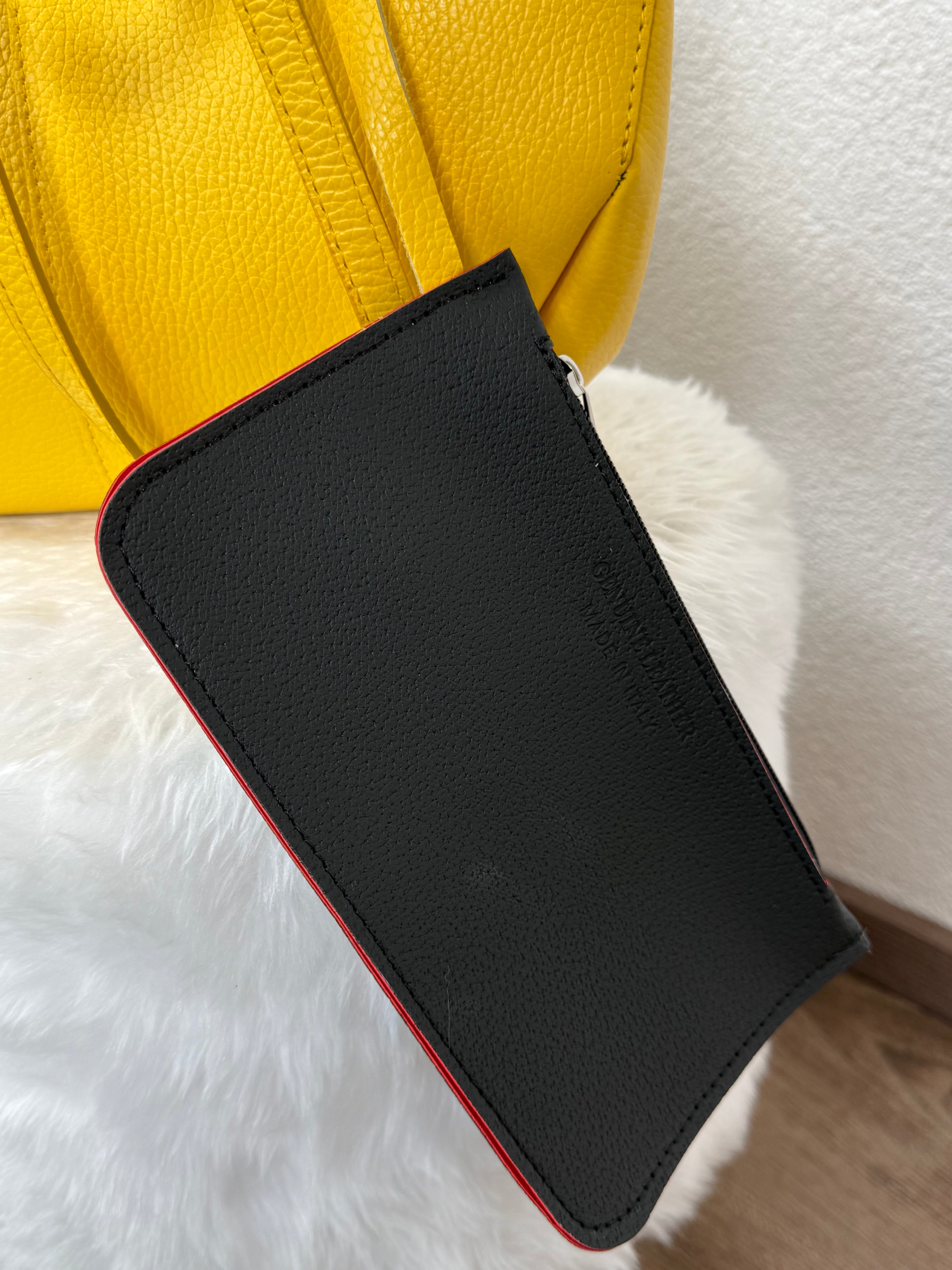 2 tlg. Echtleder Tasche „Sole“ in sonnen - gelb