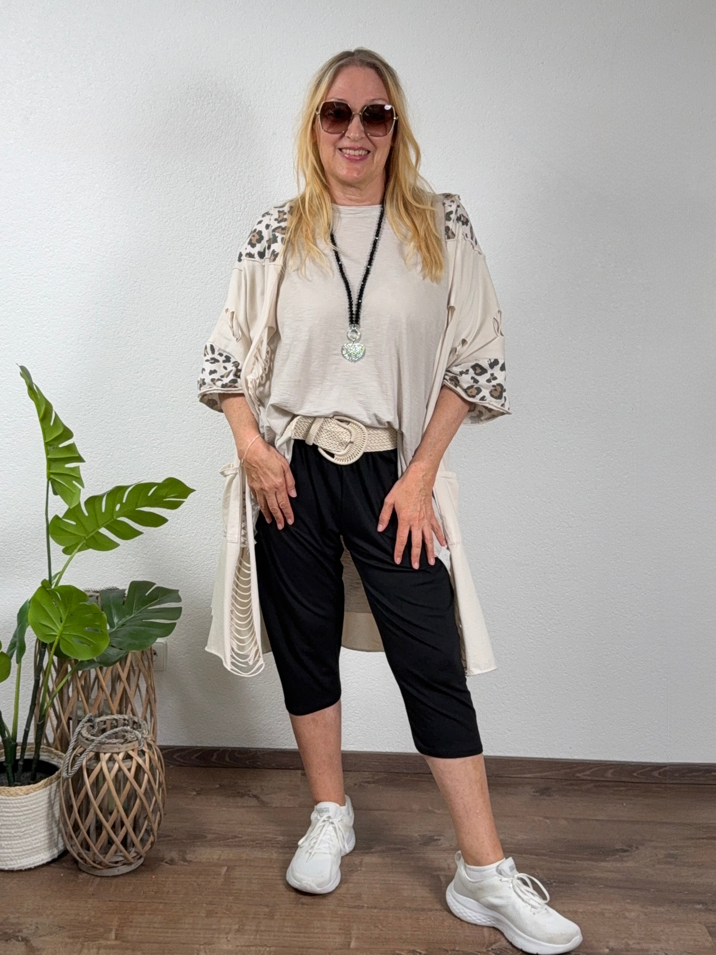 Leichte Vintage Jacke mit Kapuze und „Animal Print“ Einheitsgröße Gr. 36 - 48 in 2 Farben