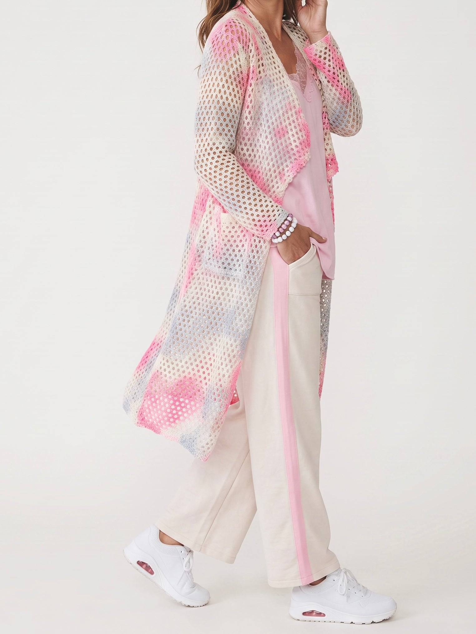 Cardigan „Netzoptik“ in neonfarben