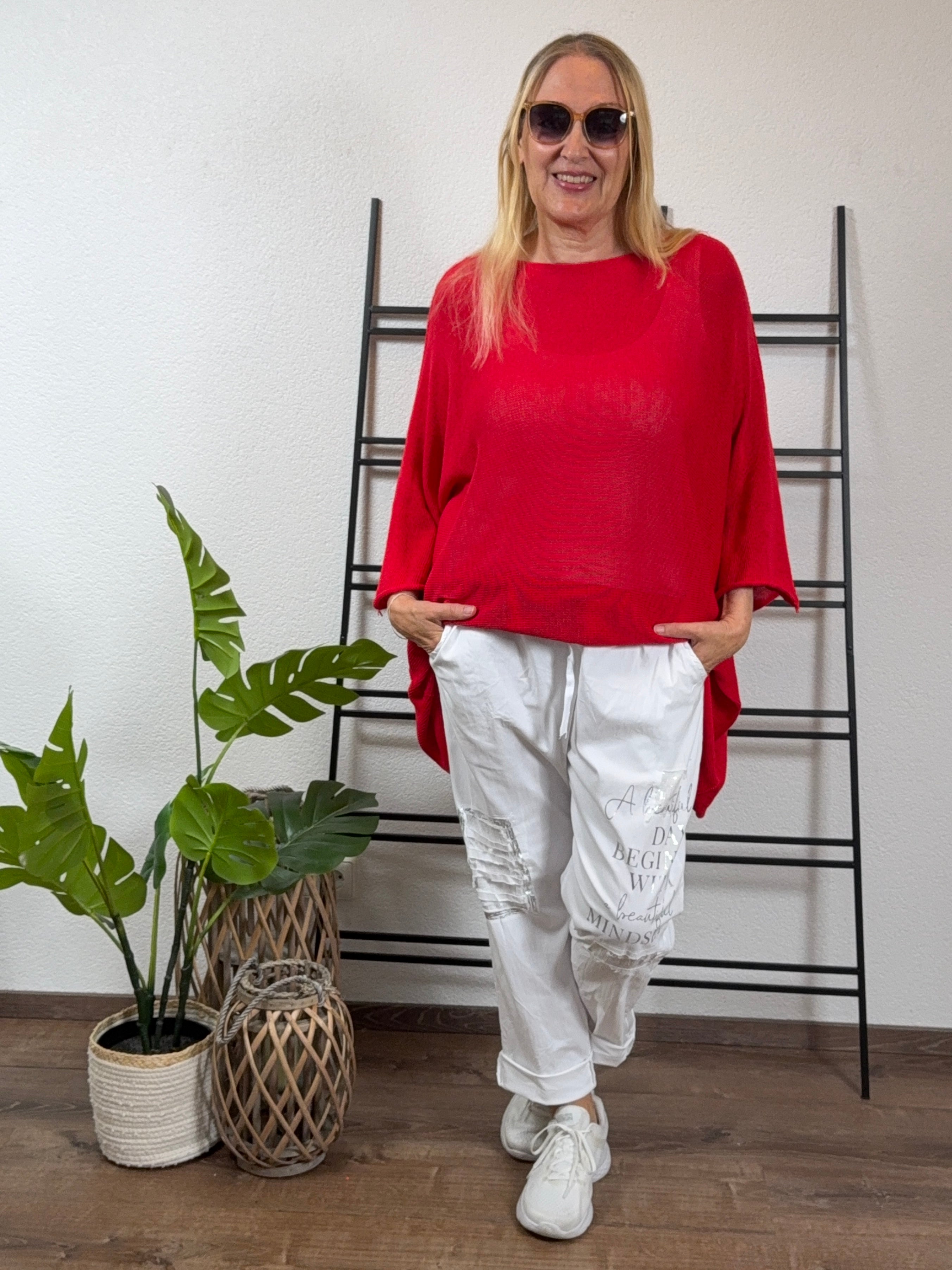 Weiter super leichter Feinstrick Pullover mit 3/4 Arm in 11 Farben