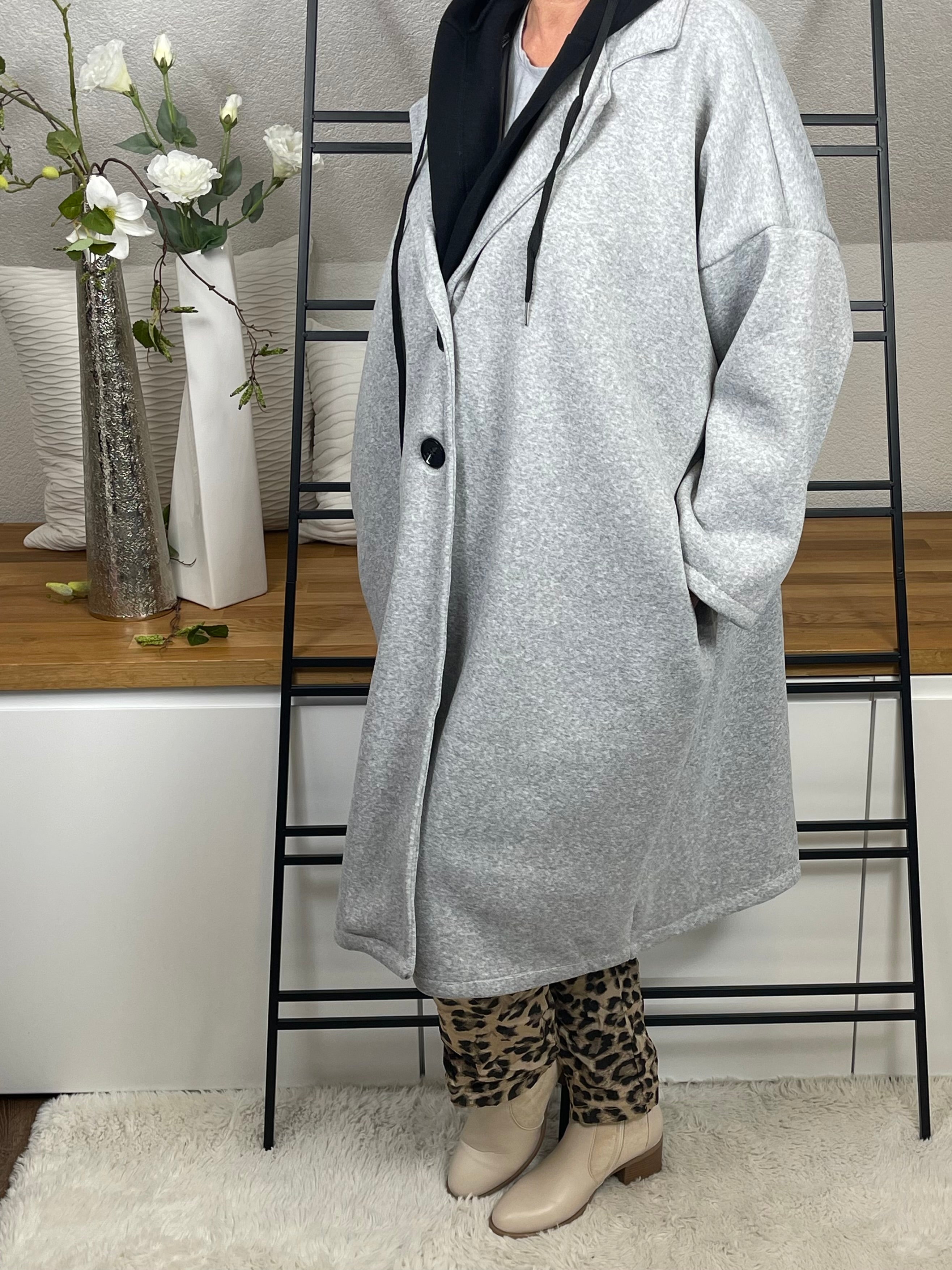 Damen Mantel mit Kapuze Einheitsgröße 44 - 52/54 in 2 Farben