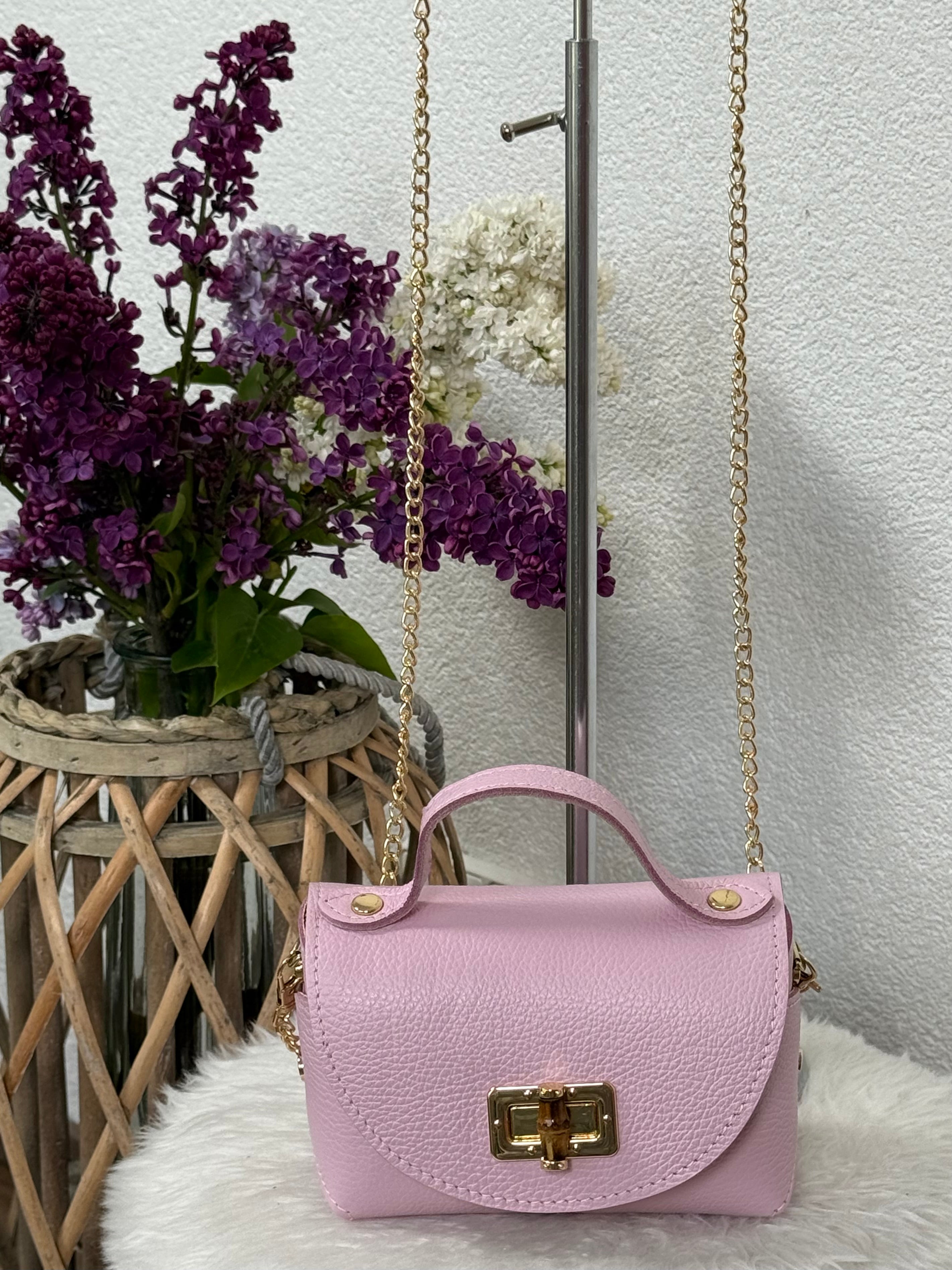 Echtleder Schulter - Tasche „Piccolini“ in rosa
