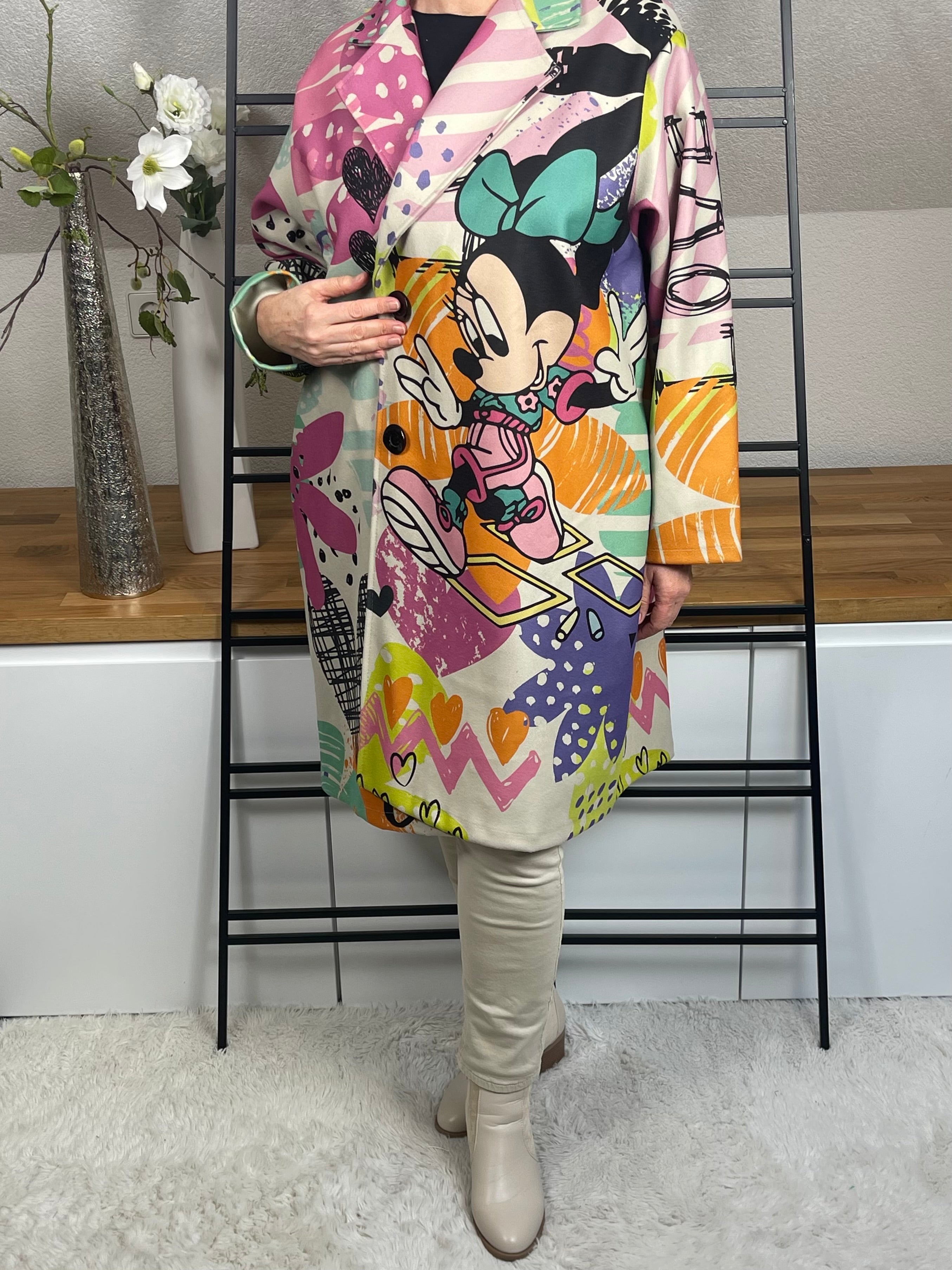 Hochwertiger Damen - Wollmantel „Mickey Mouse“, Einheitsgröße Gr. 48 - 60 in 4 Varianten