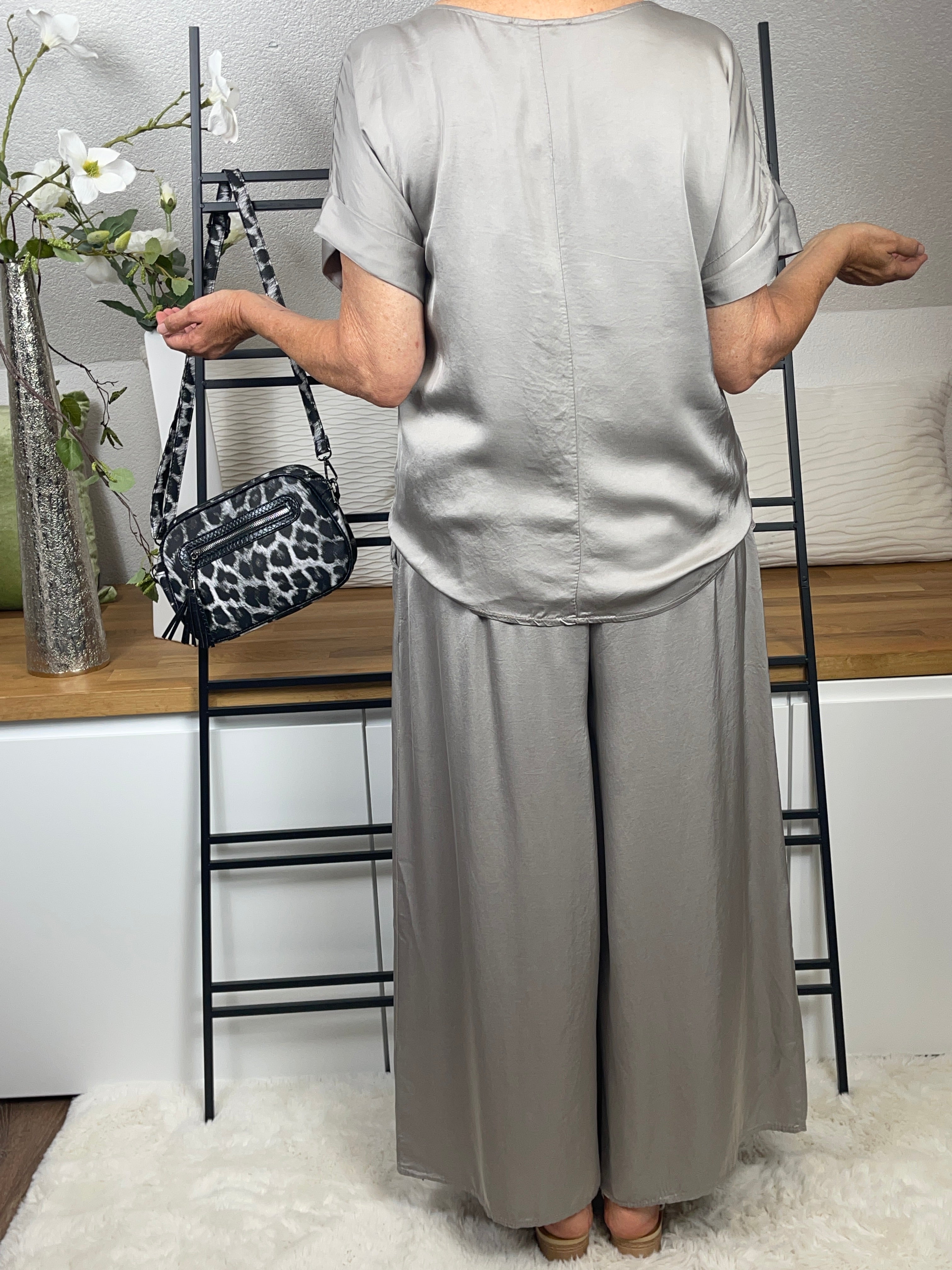 Elegante weite Damen - Glanz - Jogpant Einheitsgrösse Gr. 36 - 42 in 5 Farben