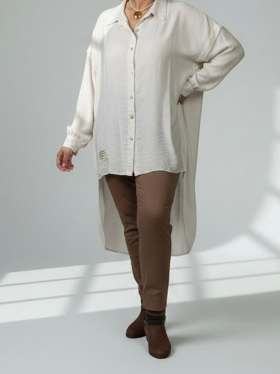 Raffinierte Longbluse in 2 Farben