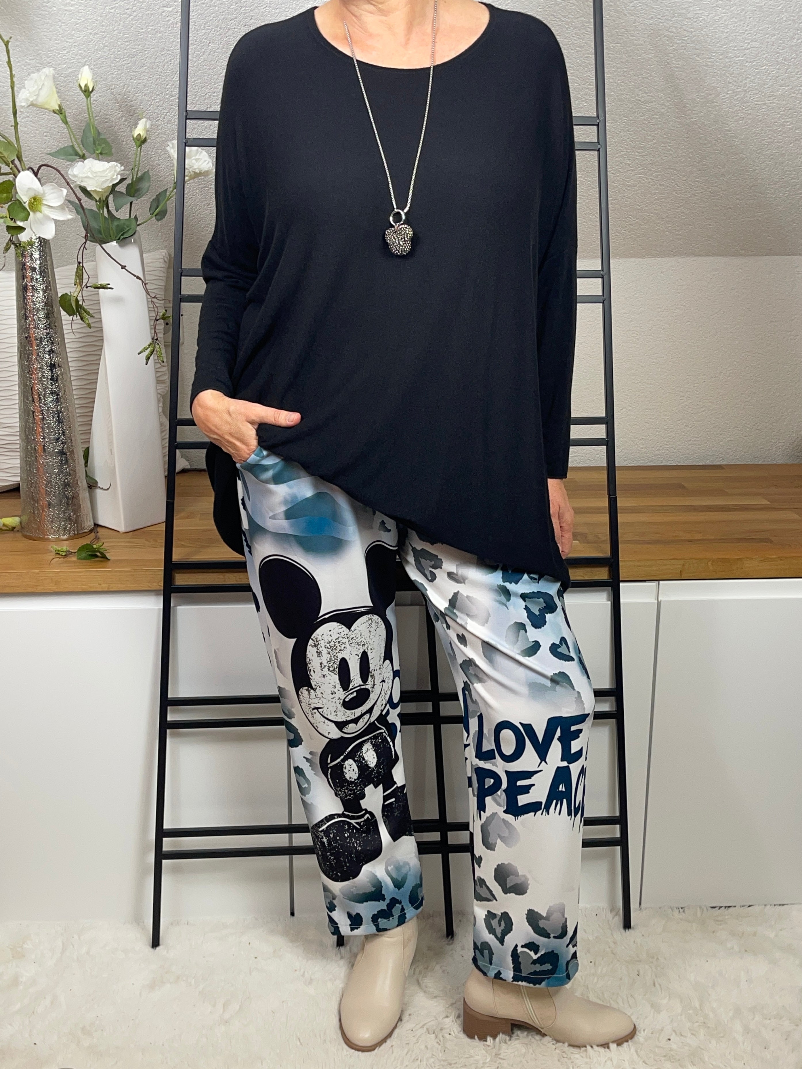 Damen - Jogpant „Mickey“ mit „Wow“ Effekt Einheitsgrösse Gr. 42/44 - 50 in 2 Farben