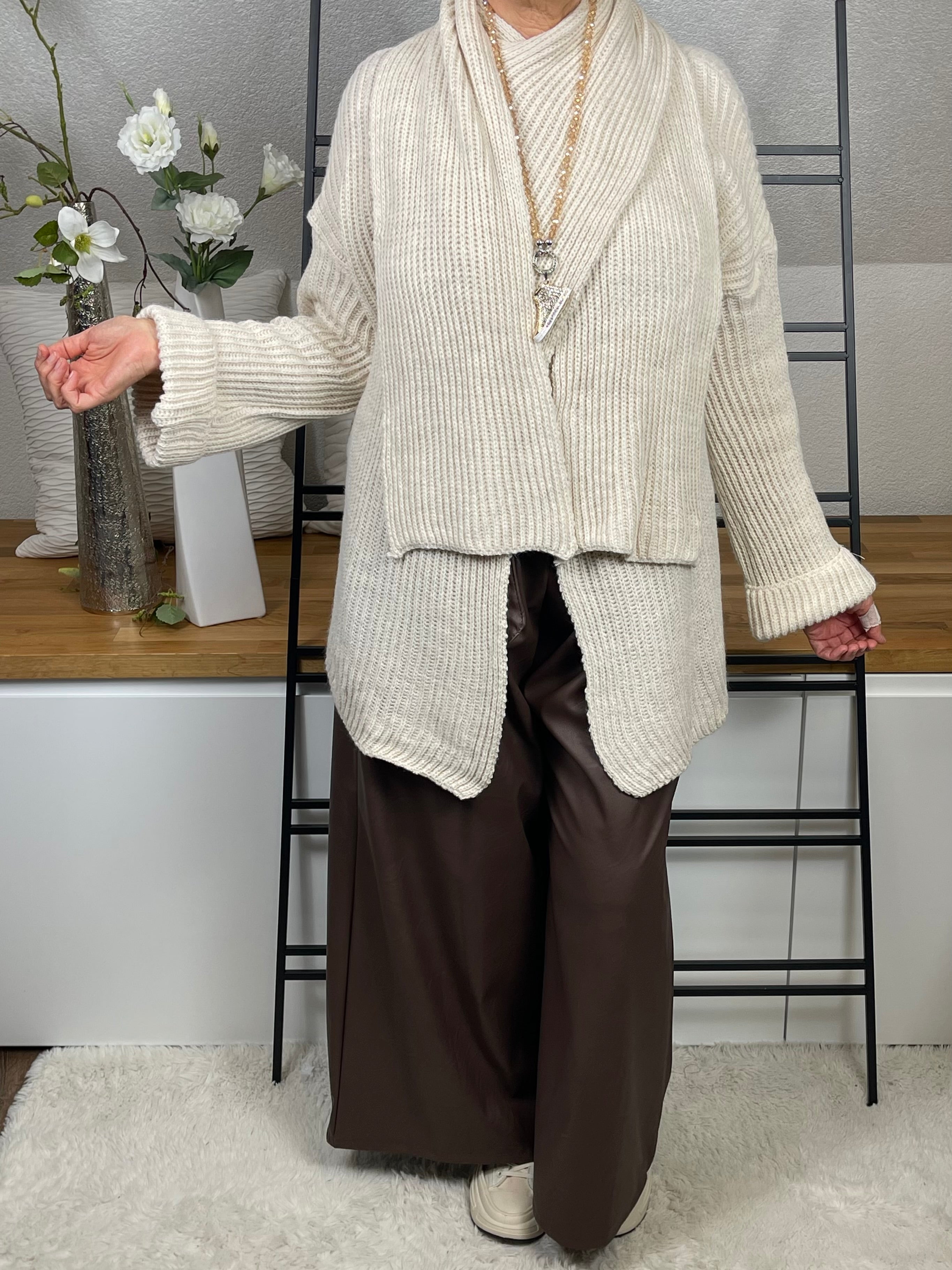 Damen - Cardigan - Schal - Strick - Pullover Einheitsgrösse Gr. 40 - 48 in 3 Farben