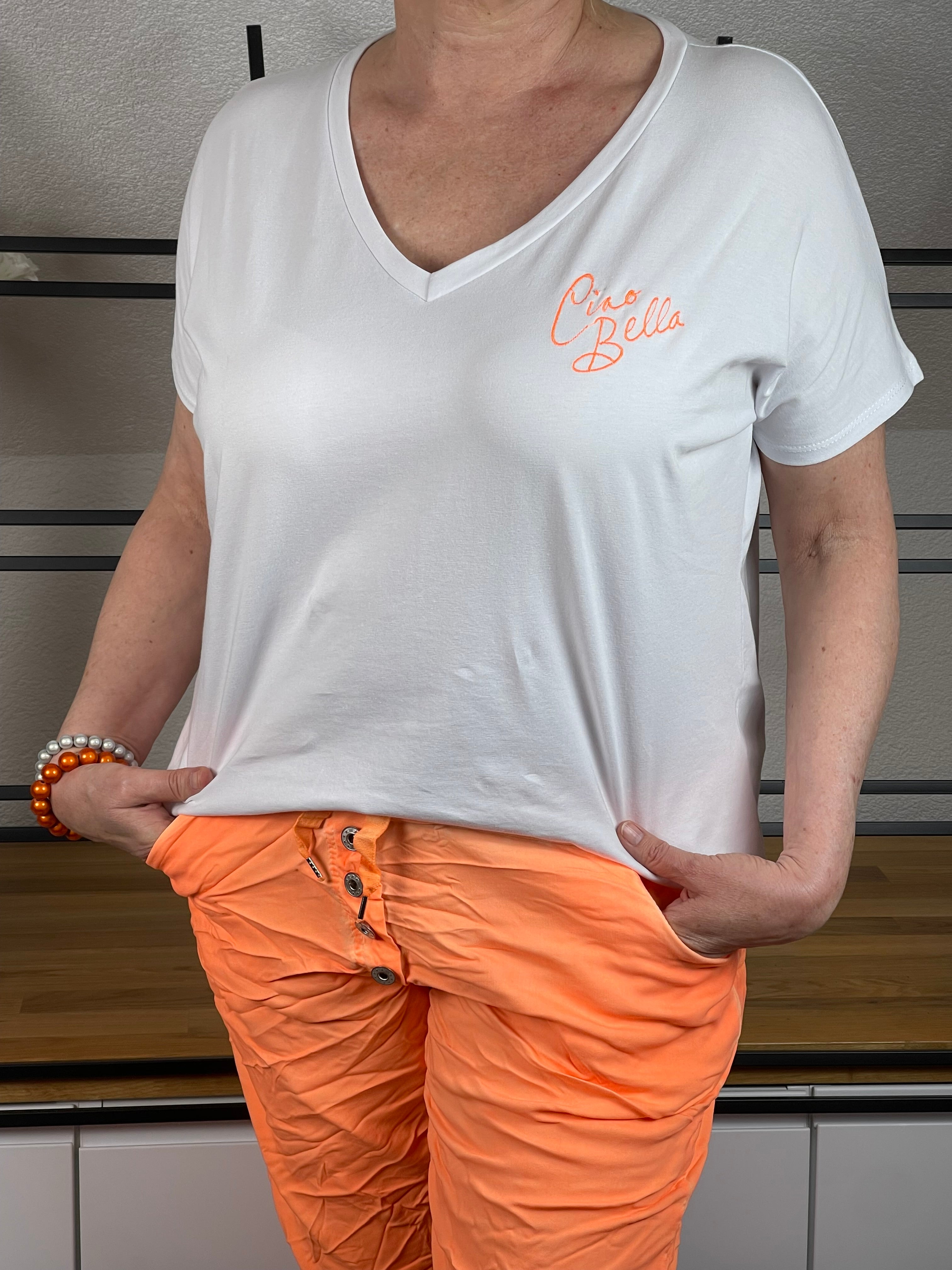 !!!!KEINE RETOURE MÖGLICH!!!! 
T - Shirt „Ciao Bella“  Einheitsgrösse Gr. 36 - 42/44 in 4 Farben