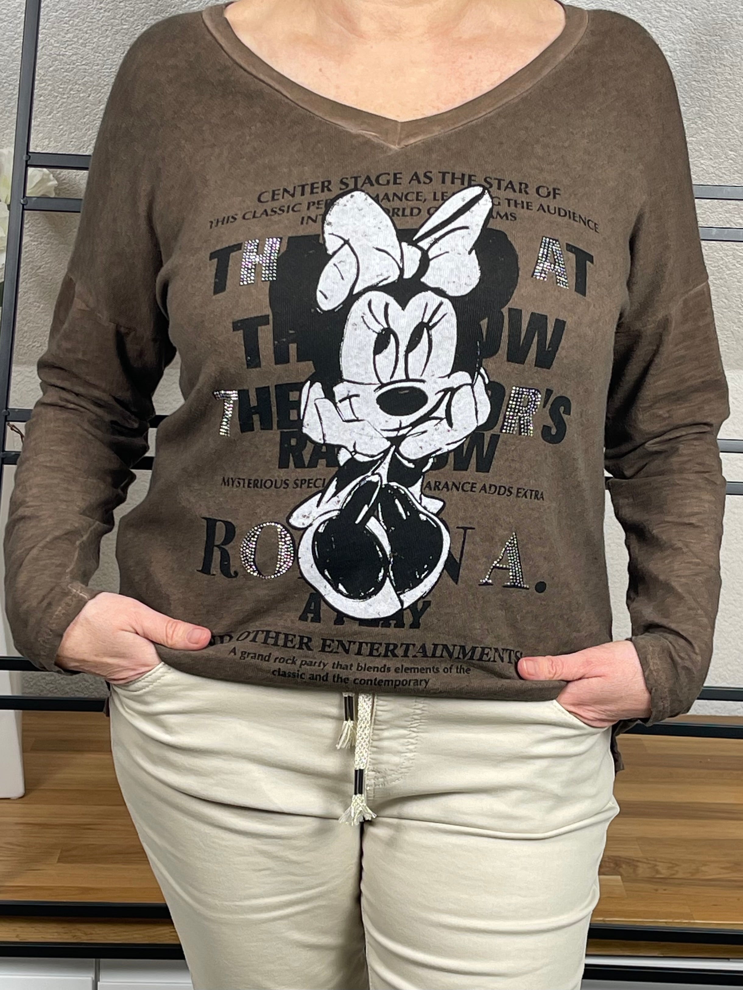 Damen - Langarmshirt „Mickey Mouse“ Einheitsgröße Gr. 38-42 in 4 Farben