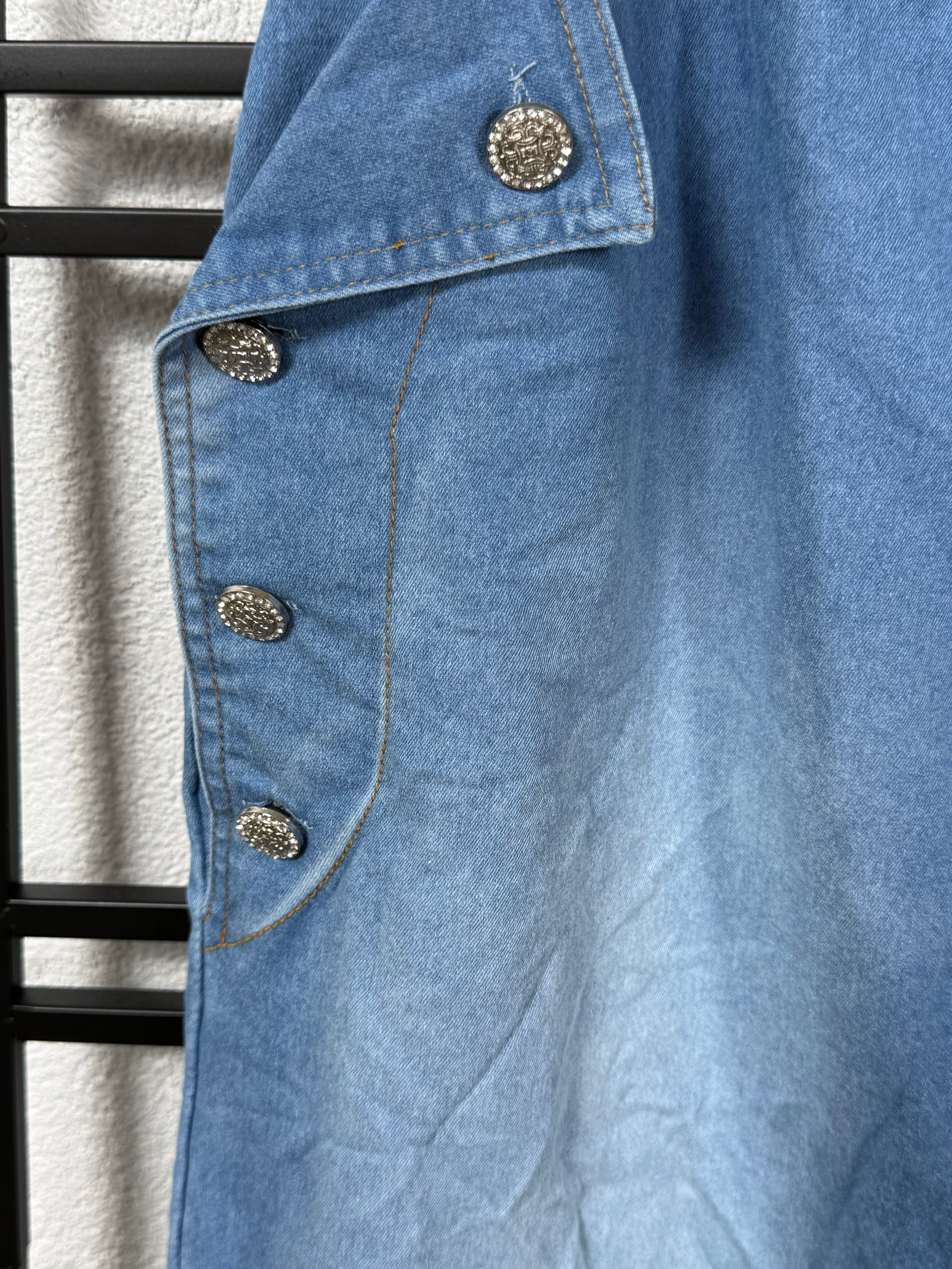Jeans - Jogpant mit edler Knopfleiste Gr. 46 - 54 in blau