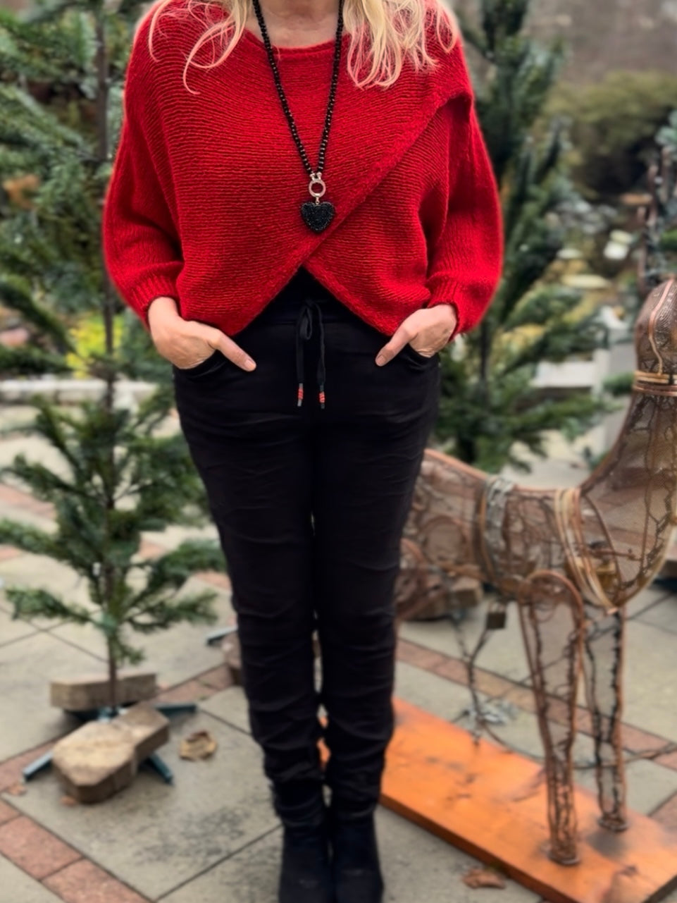 Damen Pullover „Shorty“ Einheitsgrösse Gr. 36 - 44 in rot