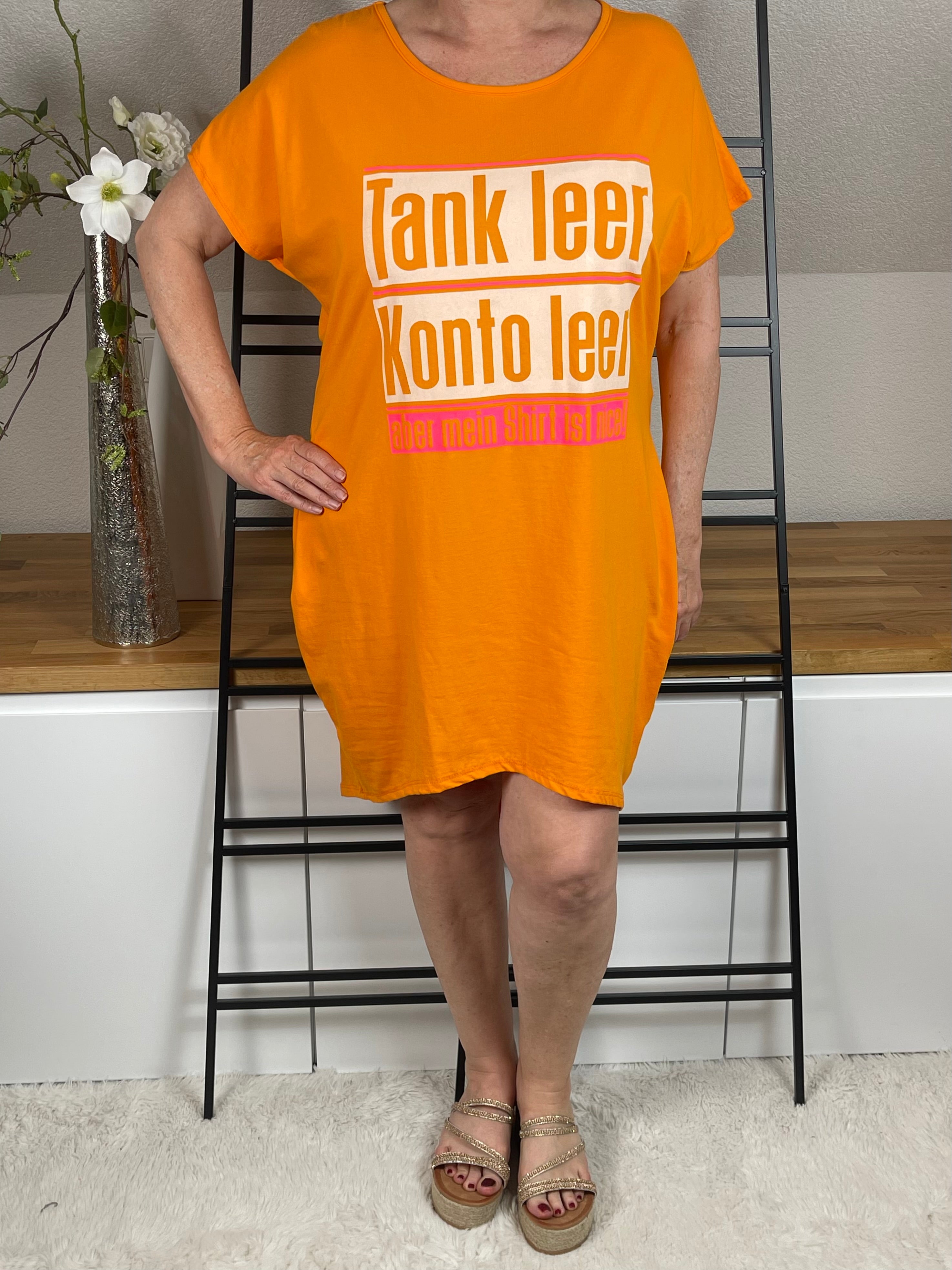 !!!!KEINE RETOURE MÖGLICH!!!!Maxi - Shirt - Kleid  „Tank leer…“ Einheitsgrösse Gr. 40 - 46 in 2 Farben