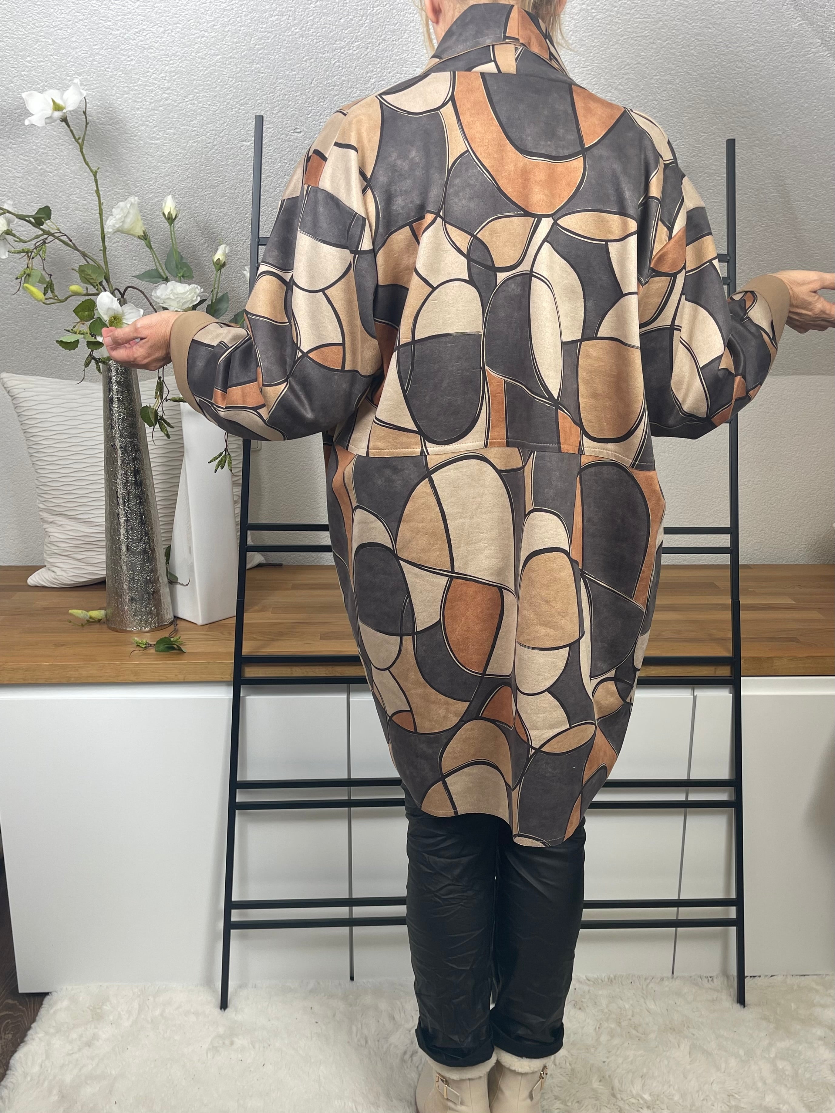 Damen Mantel „Wildlederoptik“ Einheitsgrösse Gr. 38 - 46 in braun - natur