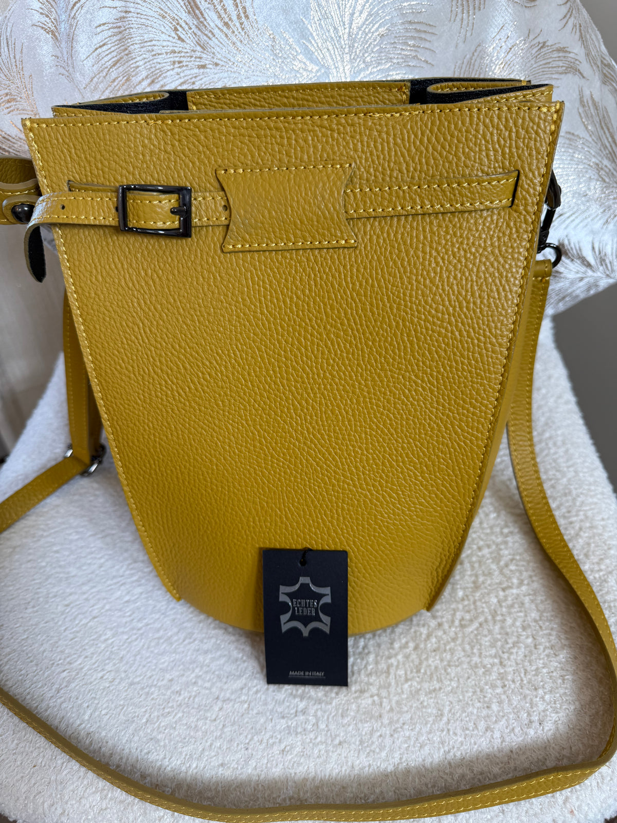Echtleder Schulter - Tasche in gelb