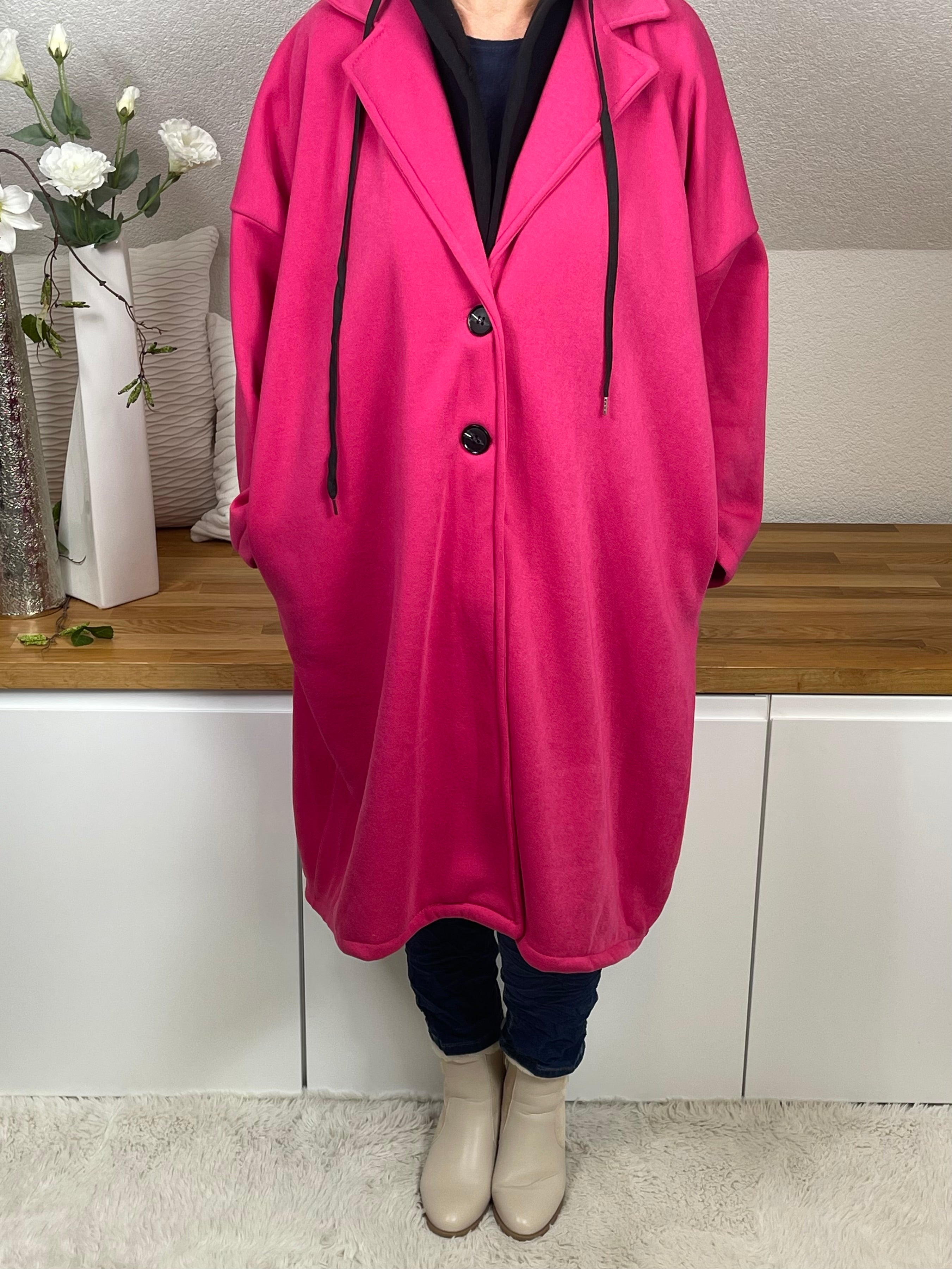 Damen Mantel mit Kapuze Einheitsgröße 44 - 52/54 in 2 Farben