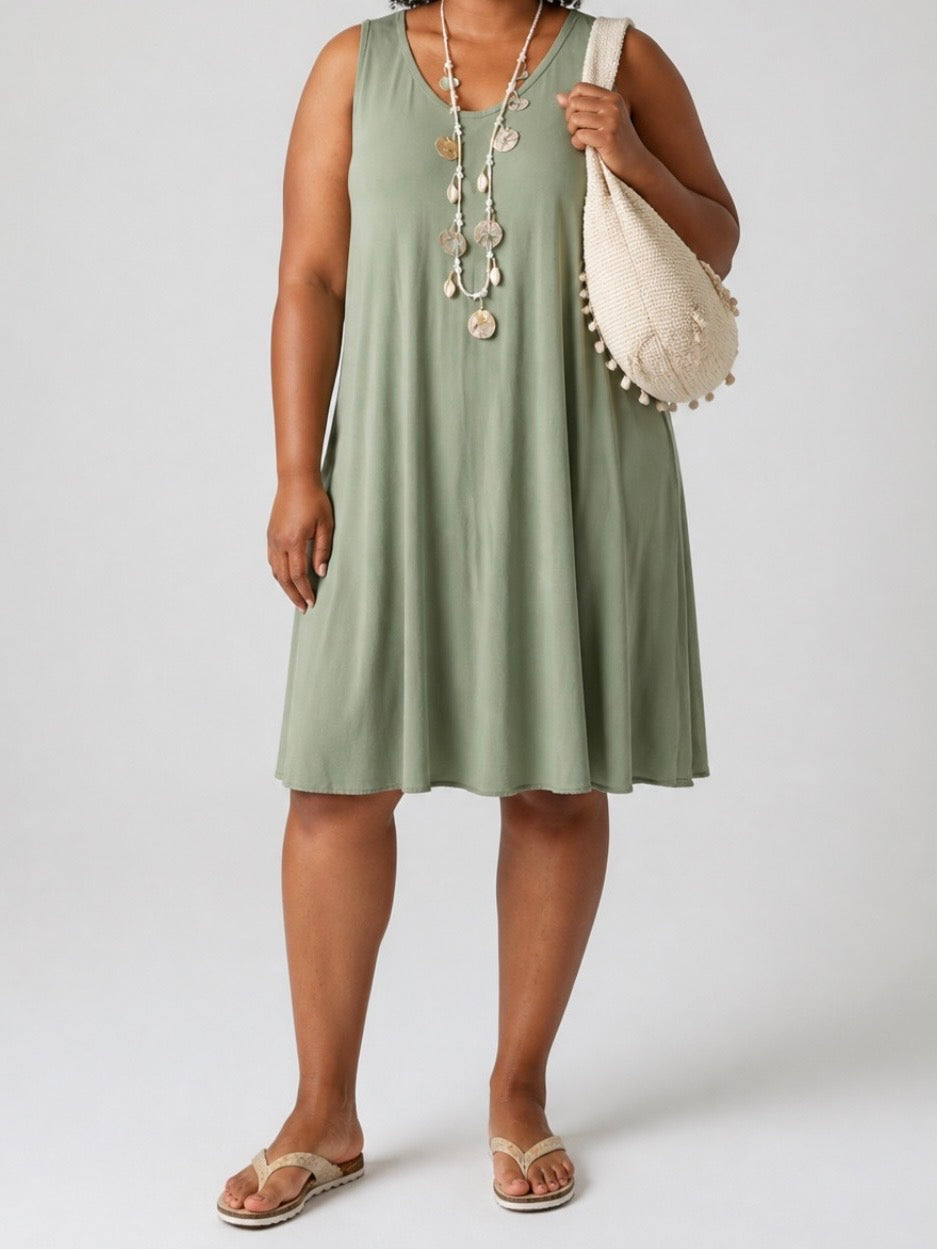 Ärmelloses Kleid Einheitsgröße Gr. 38 - 46 in 2 Farben