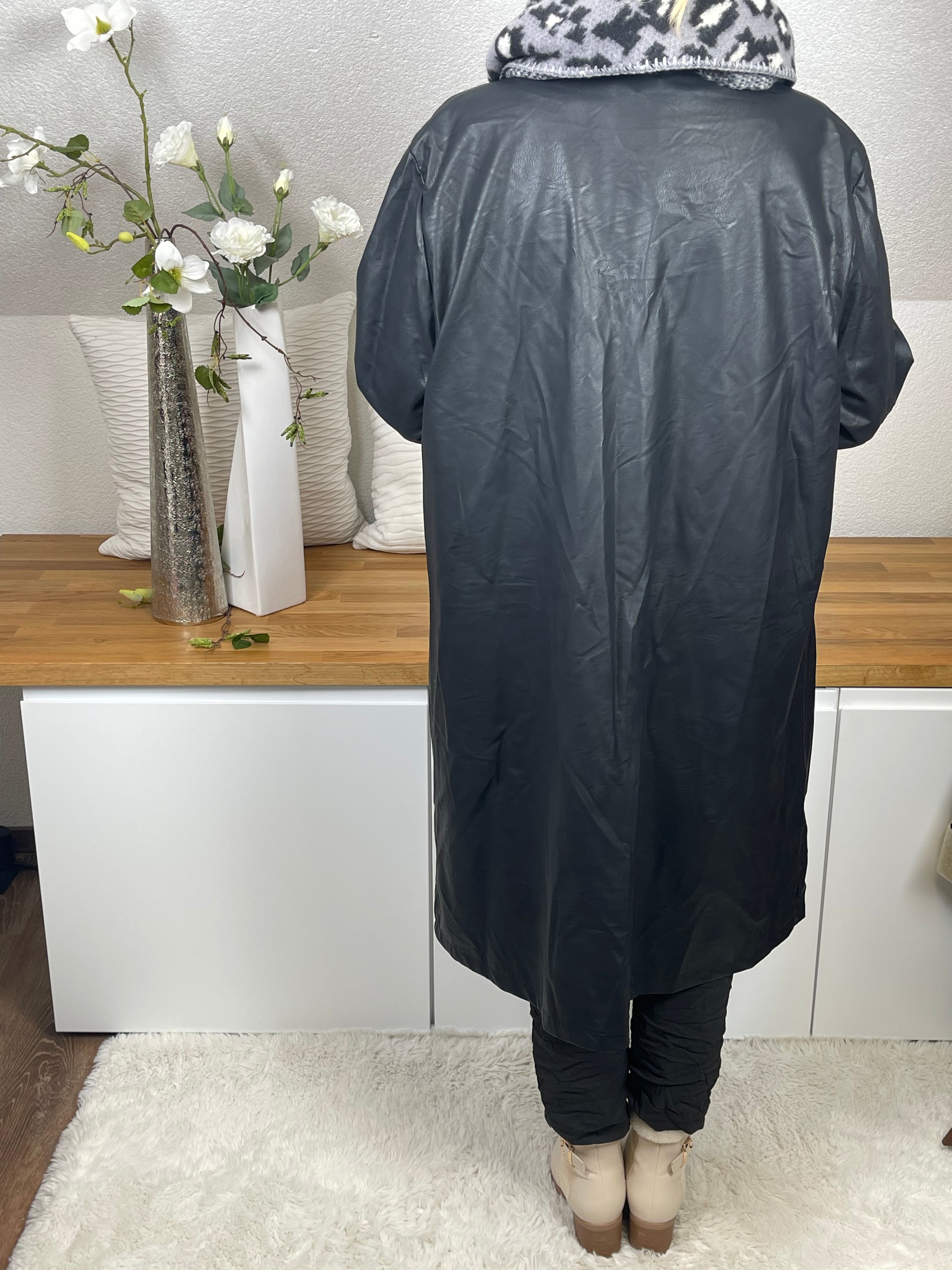 Eleganter Damen Lederimitat - Mantel Einheitsgrösse Gr. 42- 48 in 3 Farben