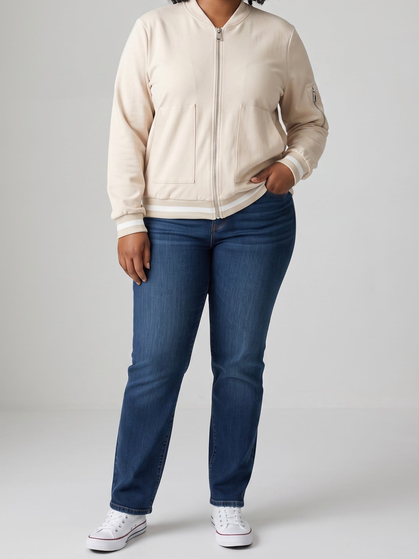 Hochwertiger eleganter Blouson Gr. 36 - 44 in hellbeige