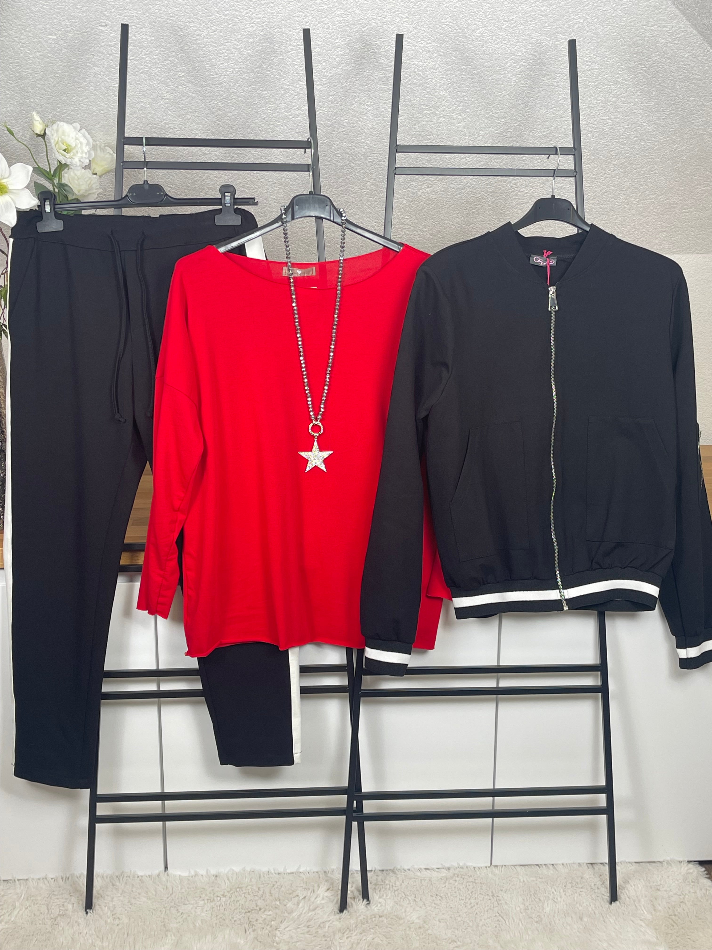 Damen - Blouson mit weißen Streifen- passend zum Hosenanzug „Tessa“ in schwarz