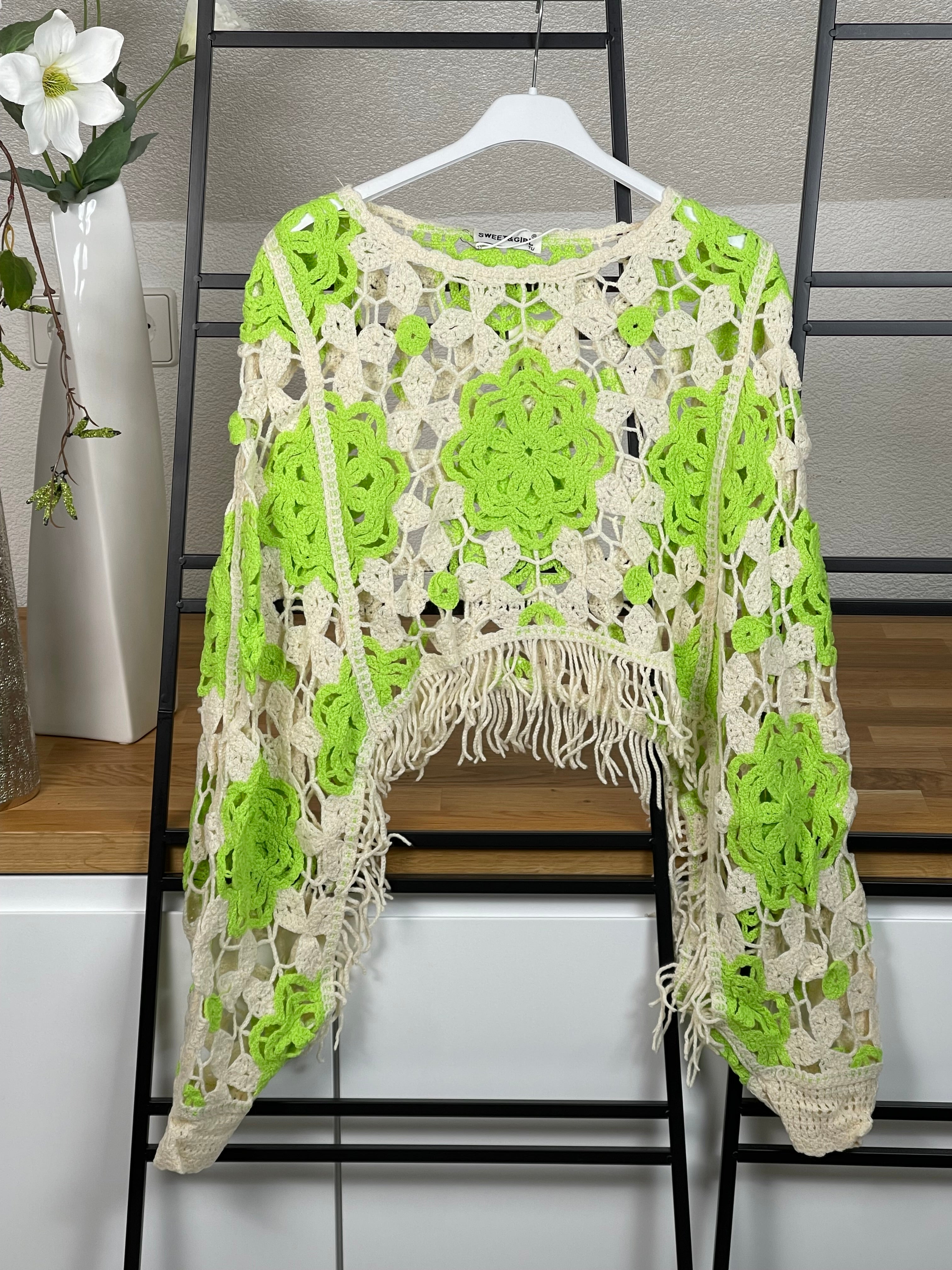 Gehäkelter Überwurf - Poncho „Boho“ Einheitsgrösse Gr. 36 - 44 in 3 Farben