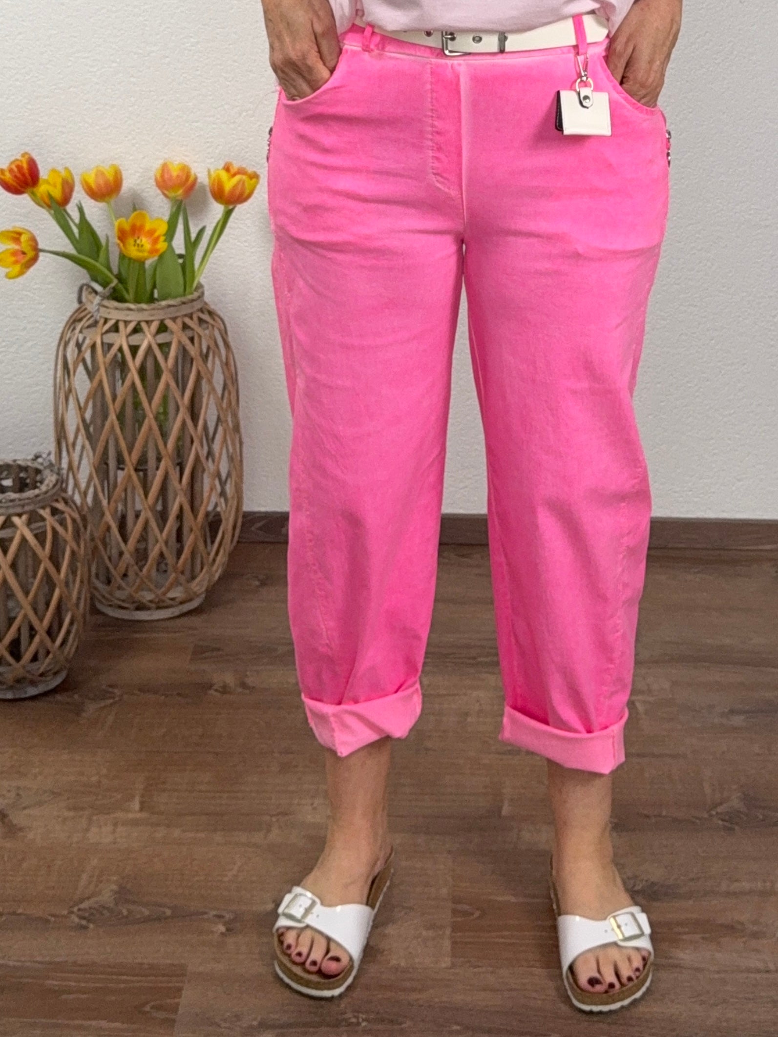 Barrel - Leg - Hose mit elastischem Bund, Gürtel in 4 Farben