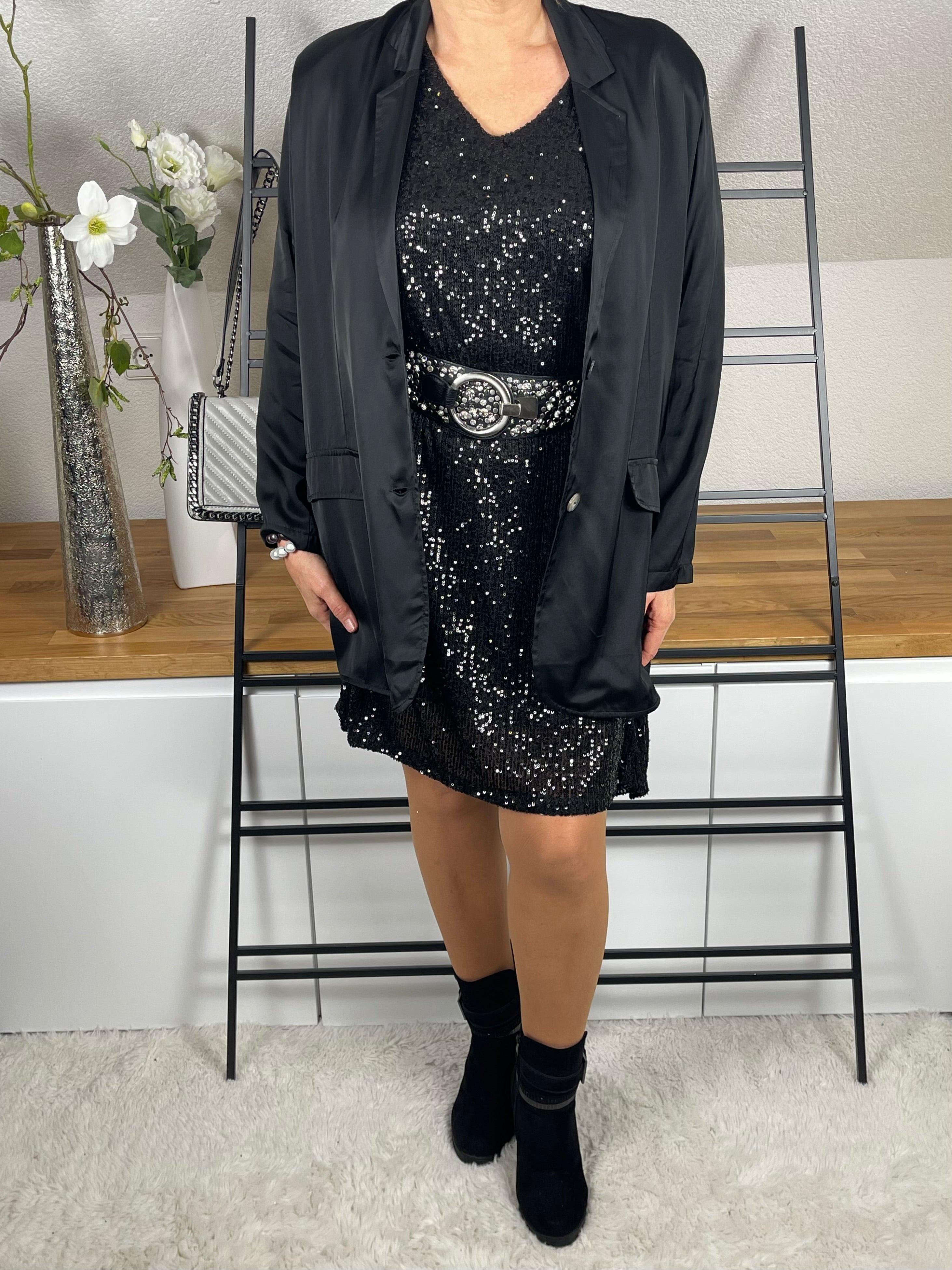 Elegantes Damen - Paillettenkleid Einheitsgröße Gr. 42 - 46/48 in 3 Farben