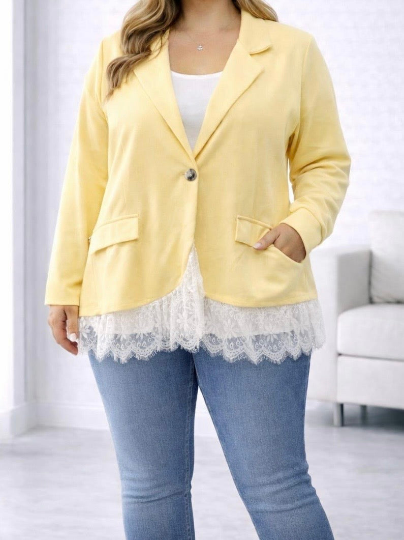 Eleganter Blazer „Fluffi“ mit edler Spitze Einheitsgrösse Gr. 44 - 50 in 4 Farben