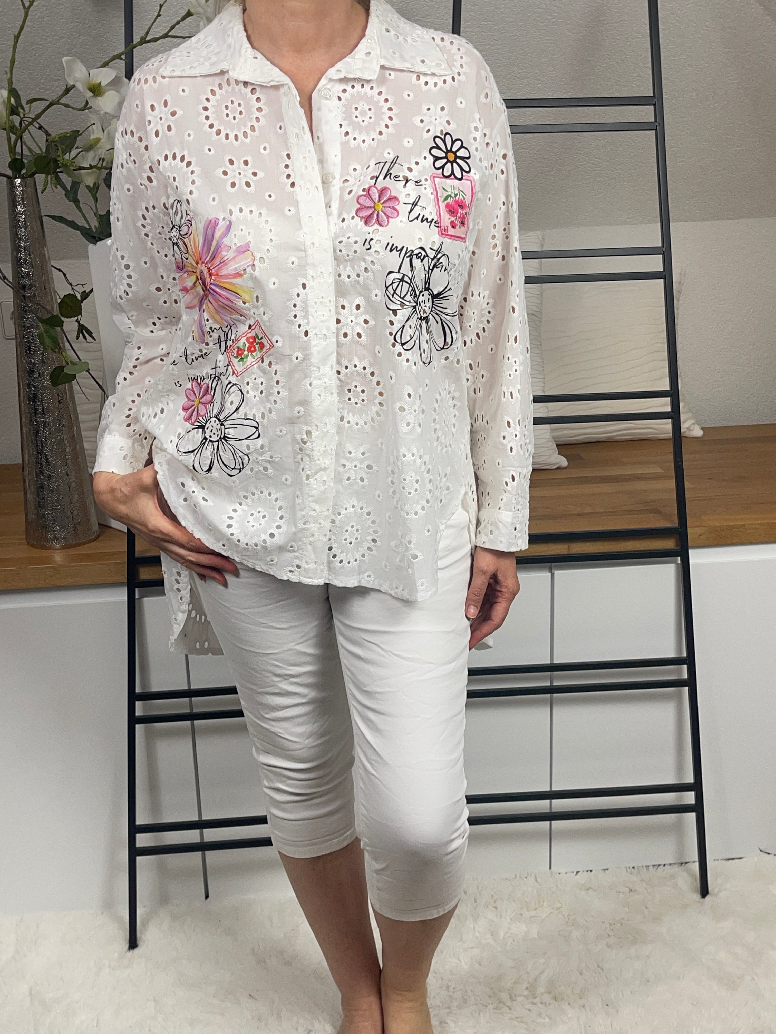 Damen - Bluse „Boho“ mit Stickerei Einheitsgröße Gr. 38 - 44