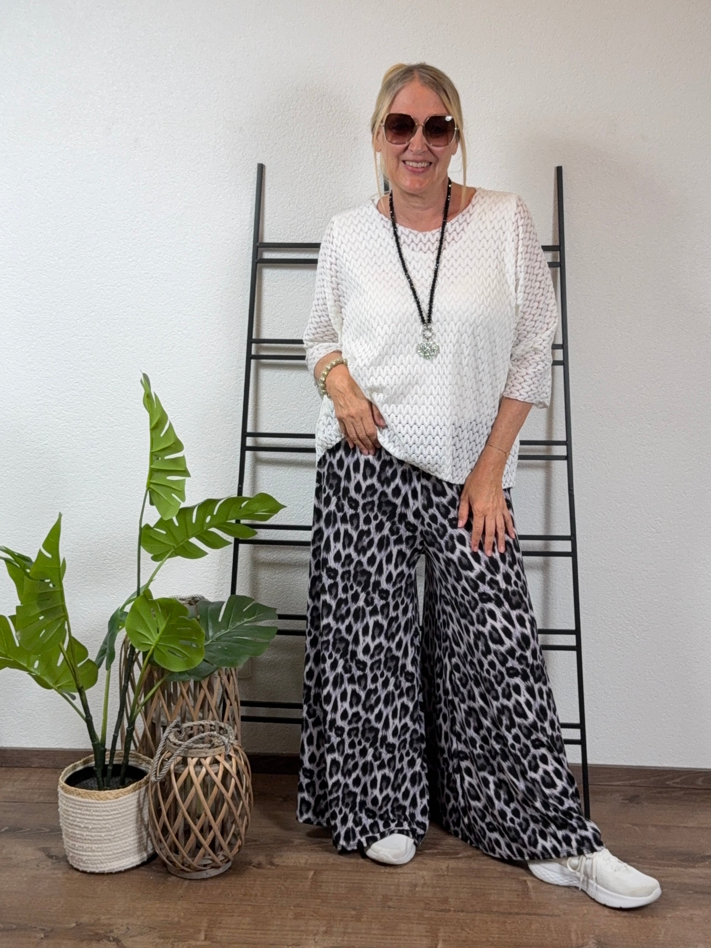 Shirt mit Spitze und Top - 2 tlg. - Einheitsgröße Gr. 42 - 48 in weiß