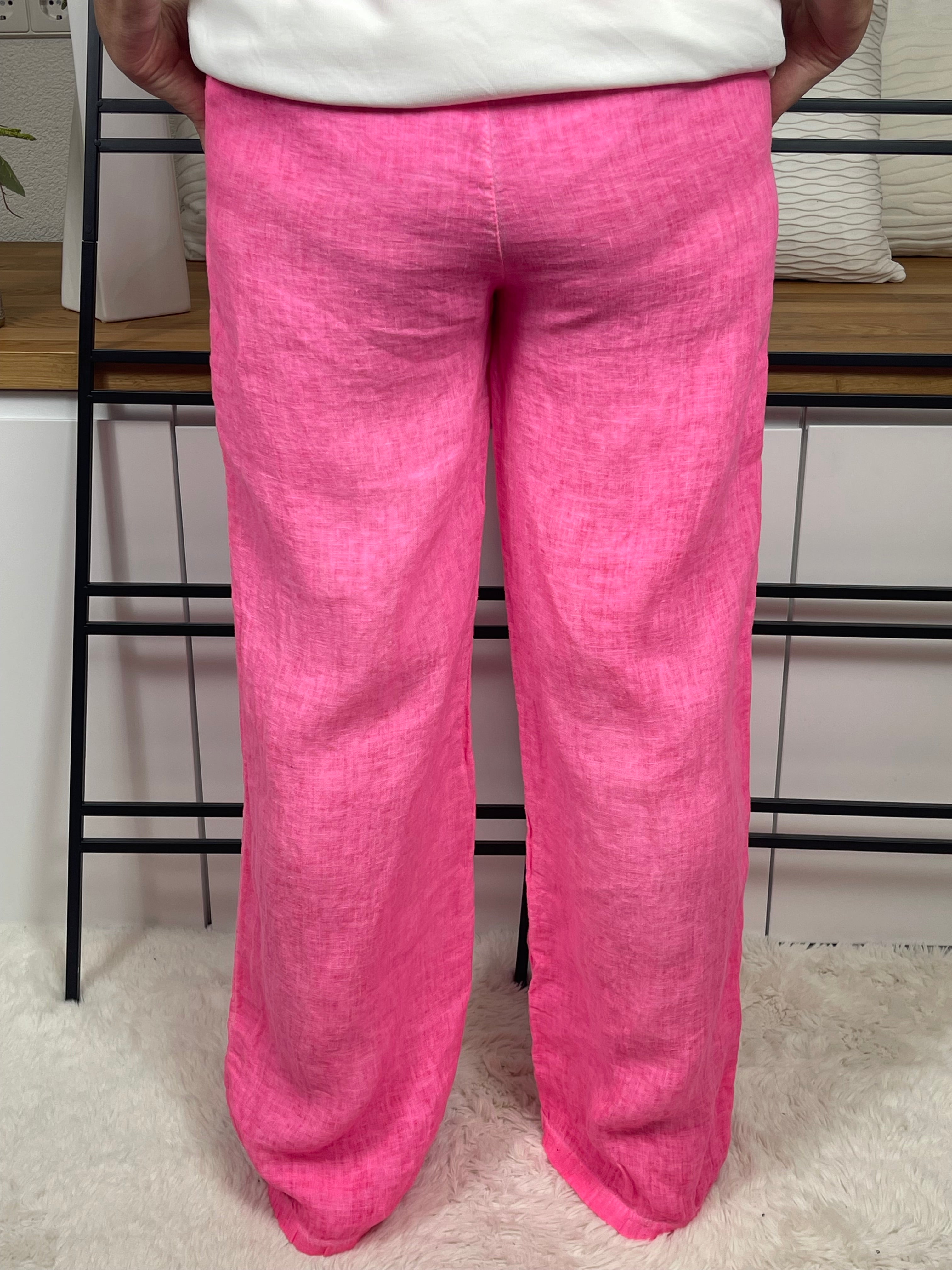!!!!KEINE RETOURE MÖGLICH!!!! Damen - Marlene Leinenhose Einheitsgrösse Gr. 36 - 40 in pink