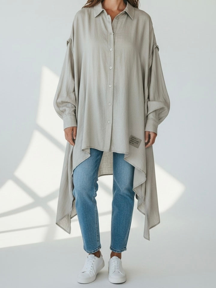 Raffinierte Longbluse in 2 Farben