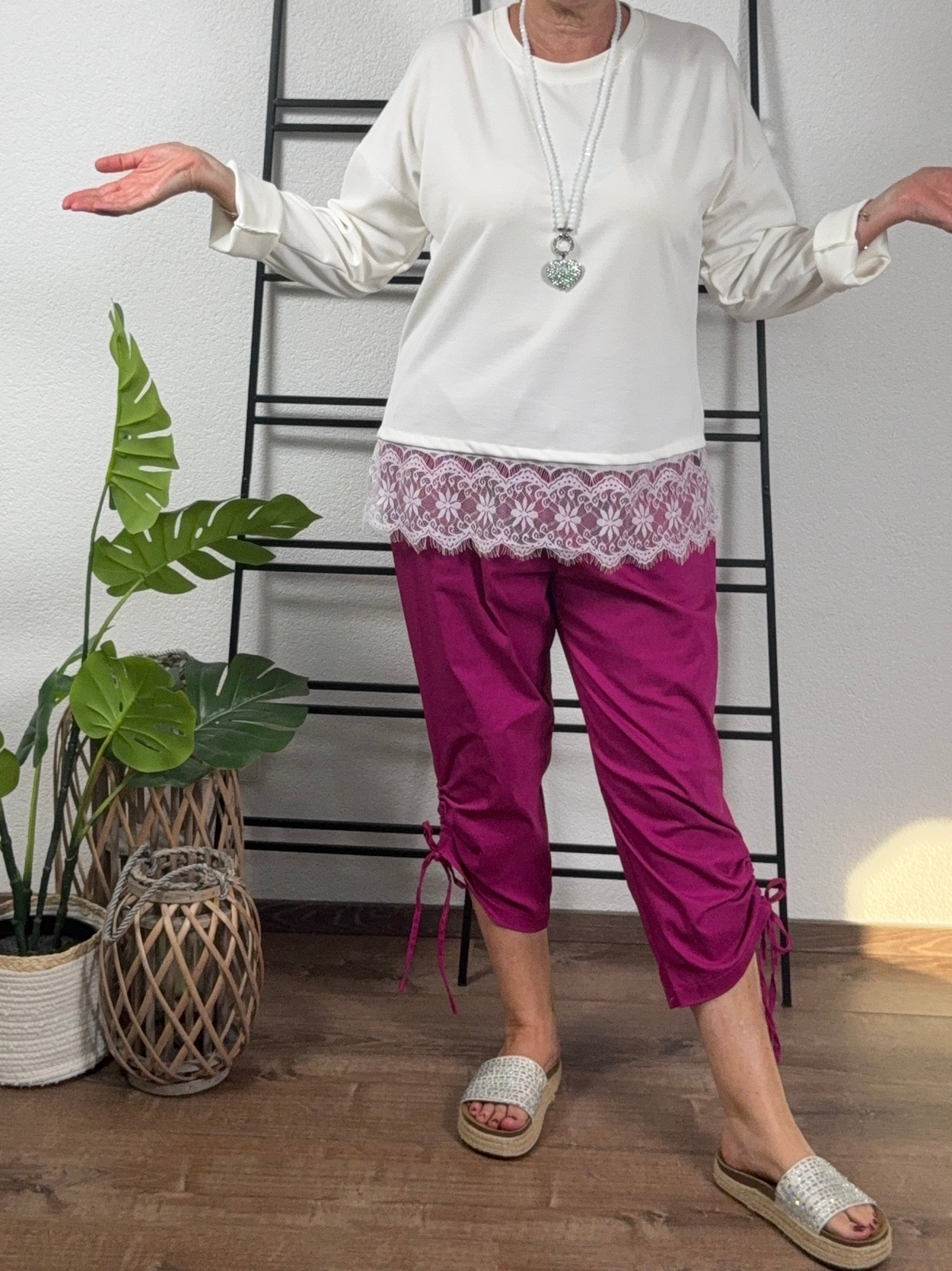3/4 Jogpant mit seitlicher Raffung in 3 Farben