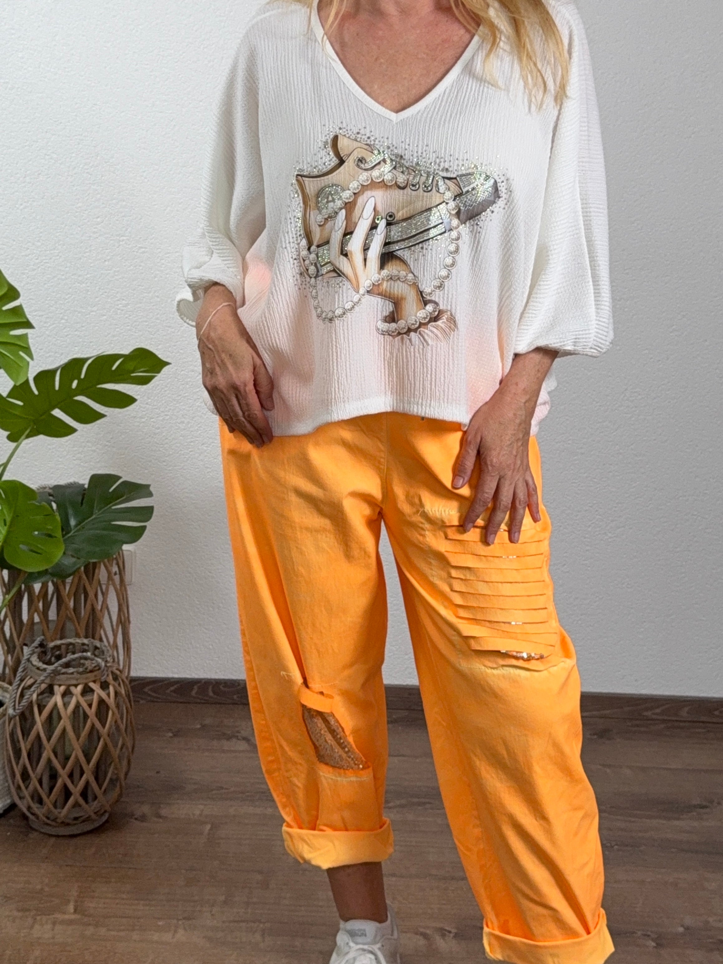 V - Poncho - „Allrounder“ mit Sneakern und Glitzer Einheitsgrösse Gr. 38 - 48 in weiß - natur