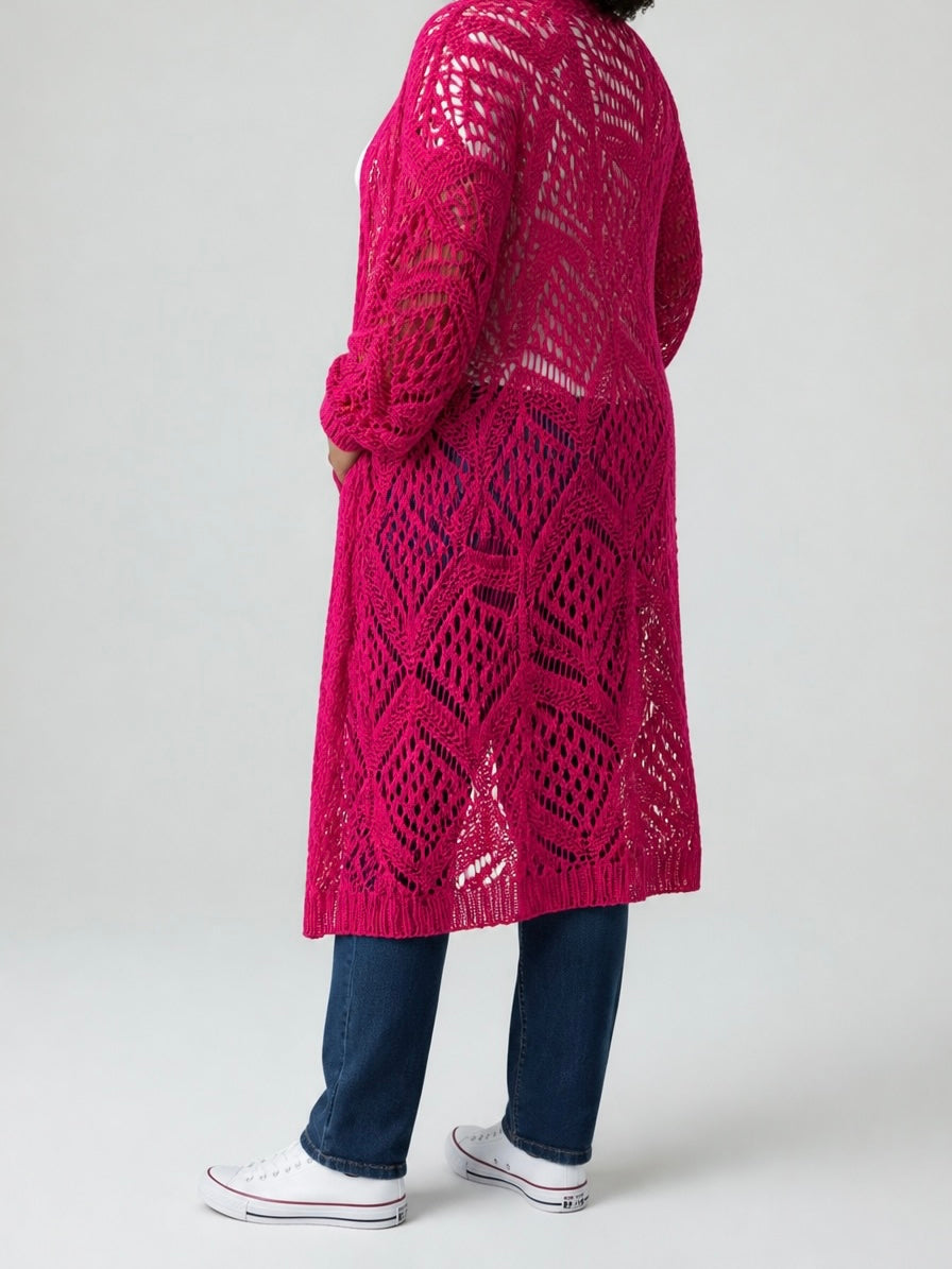 Strickmantel mit Muster in pink