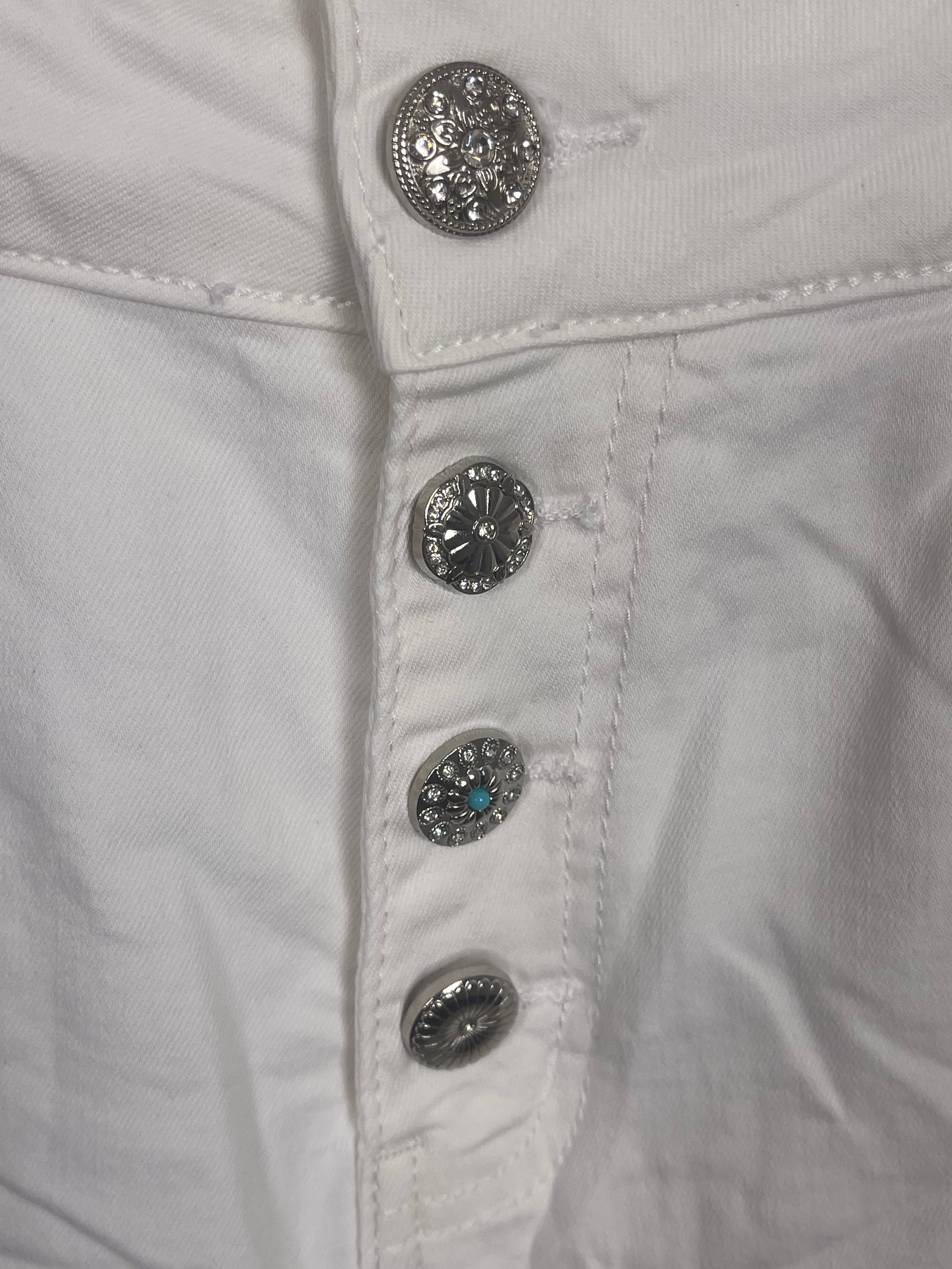 3/4 Jeans mit edler Knopfleiste in weiß