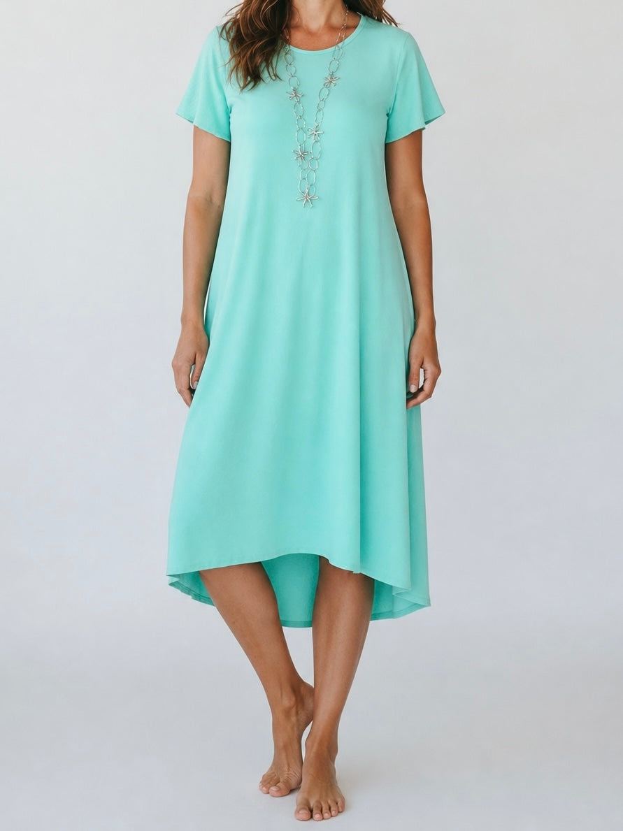 V - Kleid mit Halbarm Einheitsgröße Gr. 38 - 44 in türkis