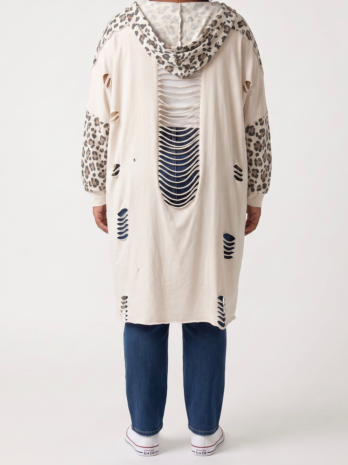 Leichte Vintage Jacke mit Kapuze und „Animal Print“ in 2 Farben